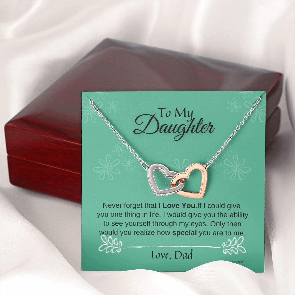 Personalized Custom Necklace for Daughter - Engraved Jewelry Gift with Message Card & Gift Box - Perfect for Christmas, Graduation, Birthday - Thoughtful Present from Mom & Dad - Ideal for Everyday Wear, Special Occasions & Keepsake Memories