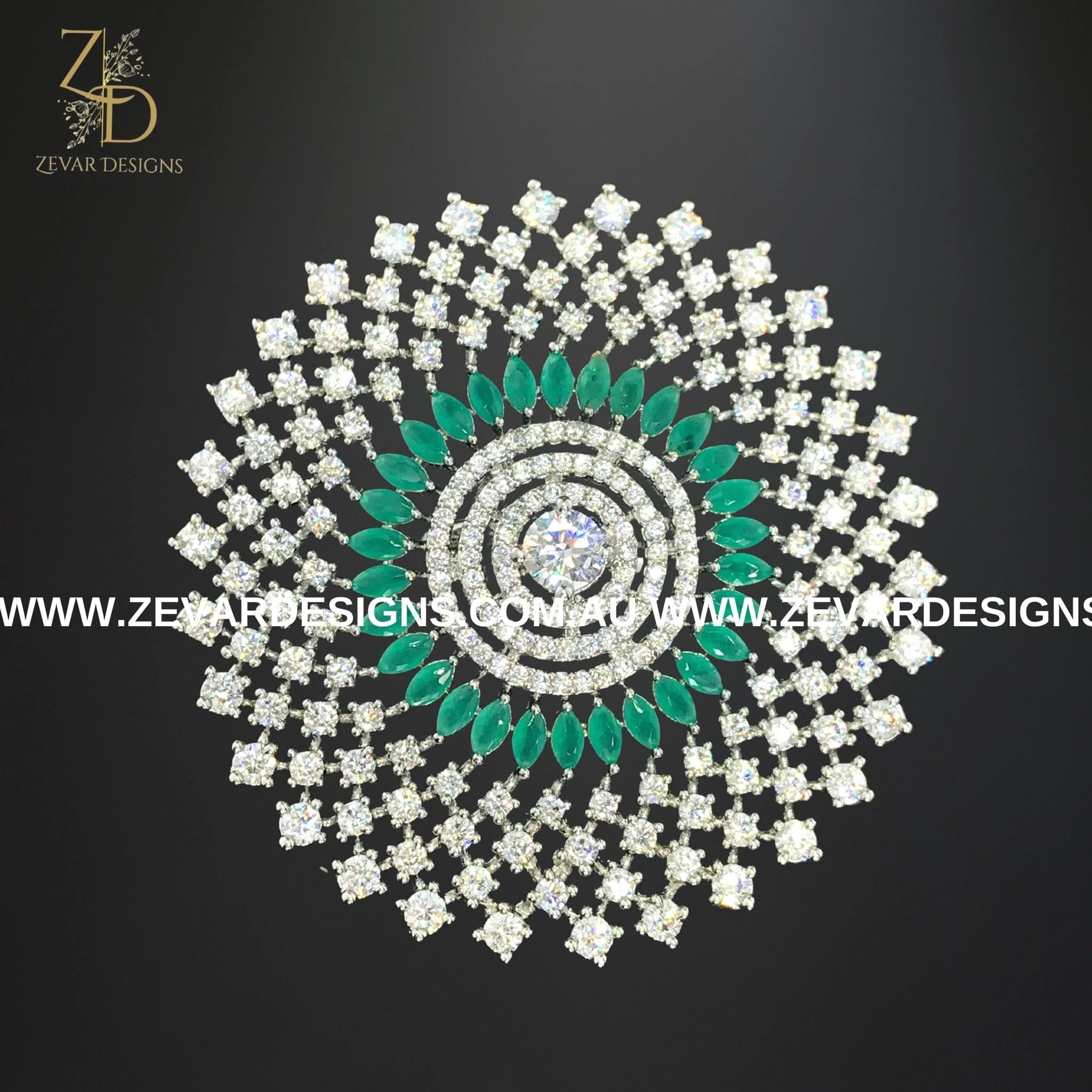 AD/Zircon Green Ring for Women - Elegant Cubic Zirconia Jewelry for Engagement, Wedding & Special Occasions
