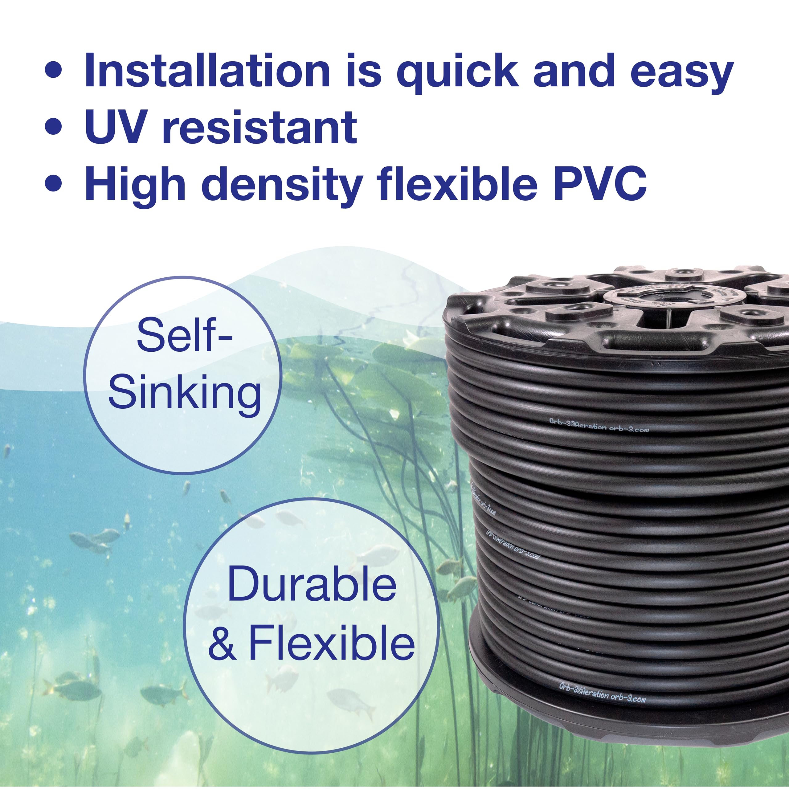 MixAirTech 3/8-inch ID x 100ft Self-Sinking Aeration Hose for Pond, Aquarium & Hydroponics - Durable Oxygenation Tubing for Water Aeration Systems