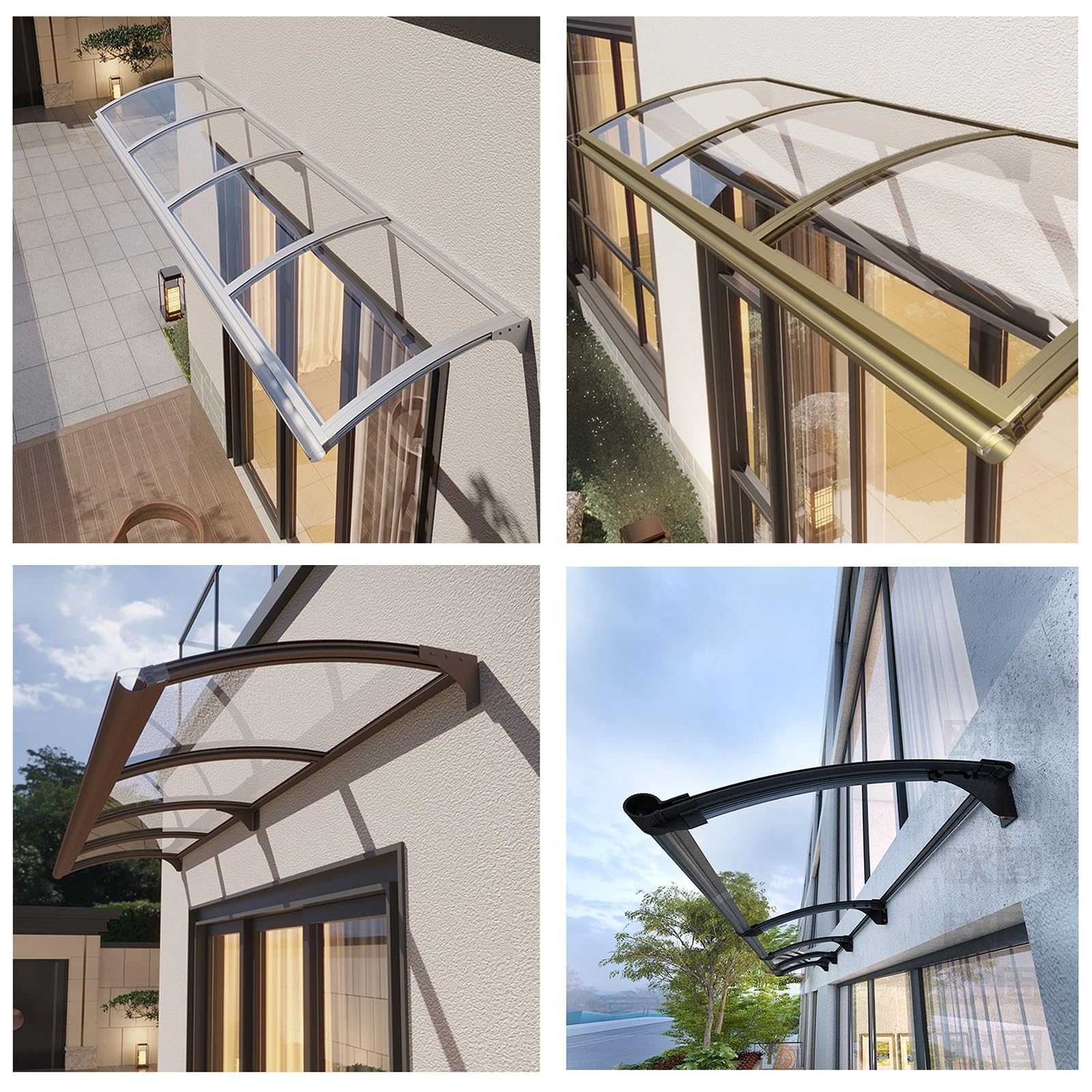 Premium Polycarbonate Window & Door Awning Canopy - 59x47in (150x120cm) Weatherproof Outdoor Cover for Patio, Entryway & Windows - Perfect for Sun Protection & Rain Shelter