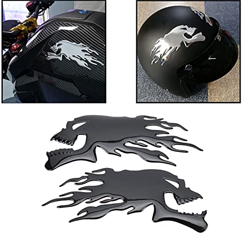 3D Flame Skull Motorcycle Stickers - 2Pcs Fuel Decals for Helmets & Bikes