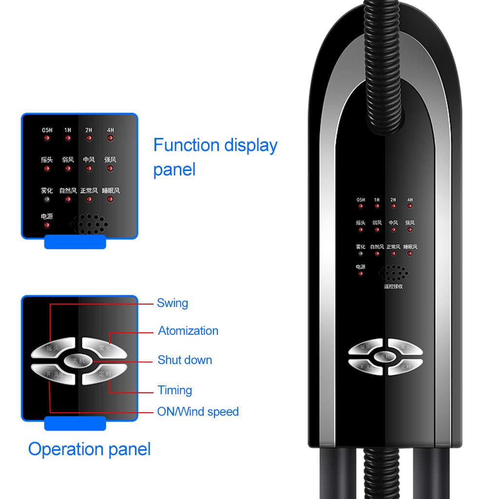43cm 5-Blade Standing Pedestal Fan with Fog Function, Natural Wind Simulation & Sleep Mode - Quiet Cooling for Bedroom, Living Room, Office & Home Use