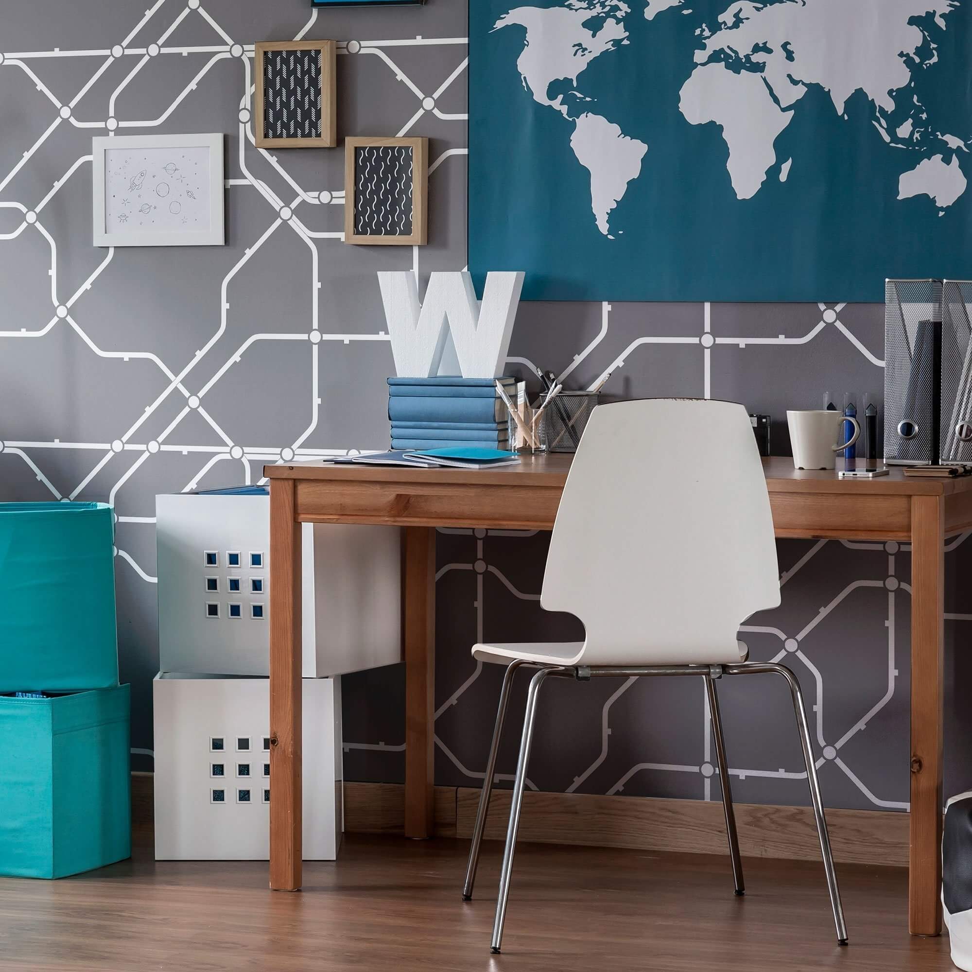 White and Charcoal Grid Peel & Stick Removable Wallpaper - Self-Adhesive Decorative Wall Covering for Bedroom, Living Room, Office | Easy to Install & Remove