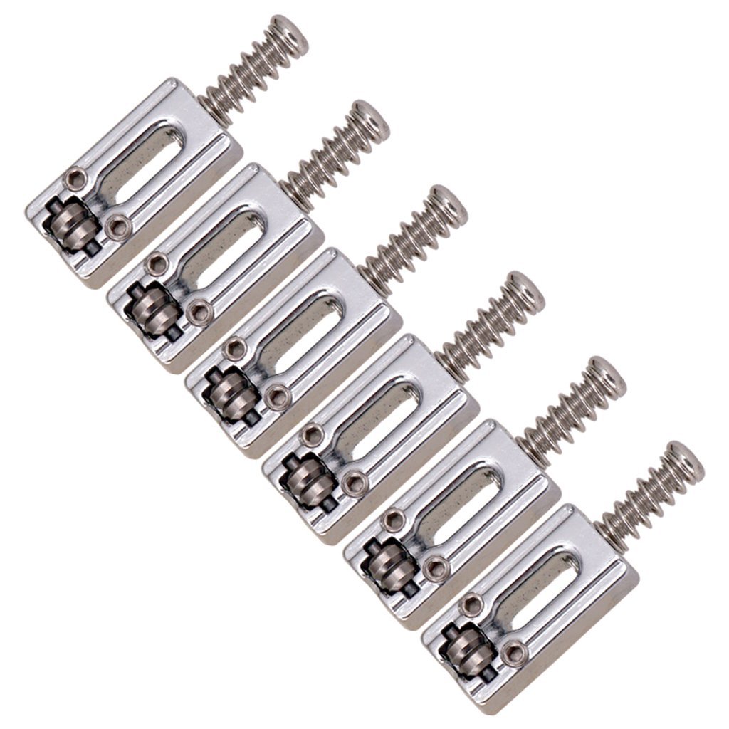 6X Guitar Roller Bridge Saddle - Silver Electric Guitar Accessories for Smooth String Action | Perfect for Electric Guitars, Stage Performances & Studio Recording