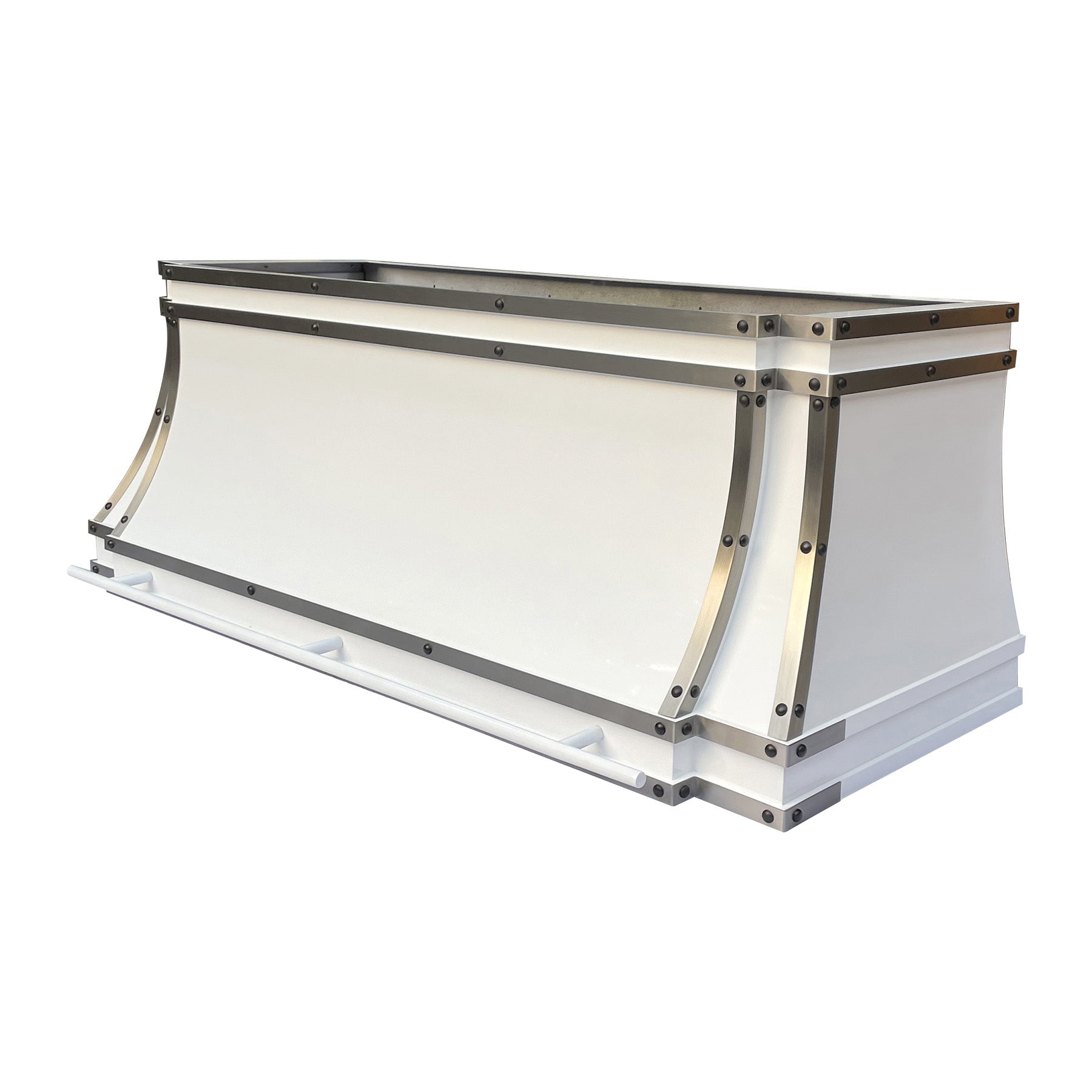 Premium RHM Sweep White Stainless Steel Custom Range Hood H33 for Shirvana - Modern Kitchen Ventilation for Smoke & Odor Removal