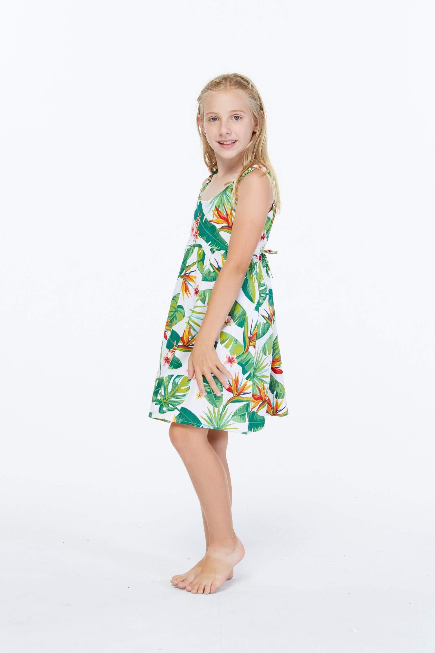 Elegant White Empire Waist Dress with Elastic Straps - Floral Bird of Paradise Print - Perfect for Summer Weddings, Garden Parties & Casual Outings