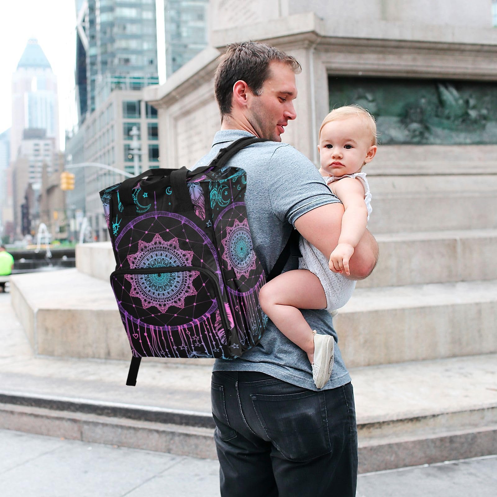 **Boho Diaper Backpack for Baby Boys & Girls - Large Baby Essentials Travel Bag with Stroller Straps, Insulated Bottle Pockets & Changing Pad - Perfect Baby Shower Gift for Moms & Dads - Ideal for Travel, Shopping, Hiking & Daily Use**