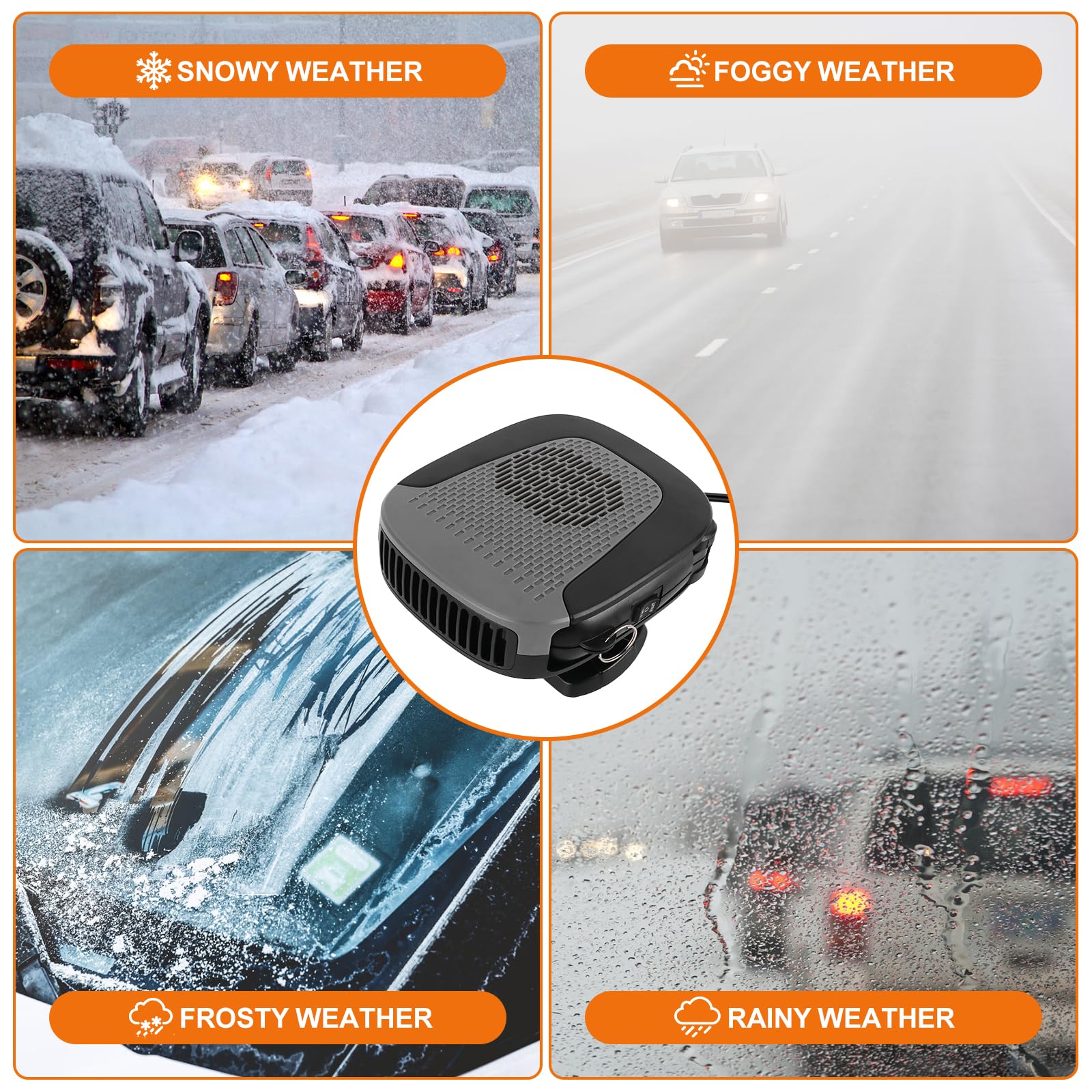 12V Portable Car Heater for Winter - Fast Heating Mini Space Heater with Cigarette Lighter Plug for Cars, Trucks, SUVs & RVs - Perfect for Defrosting & Staying Warm in Cold Weather