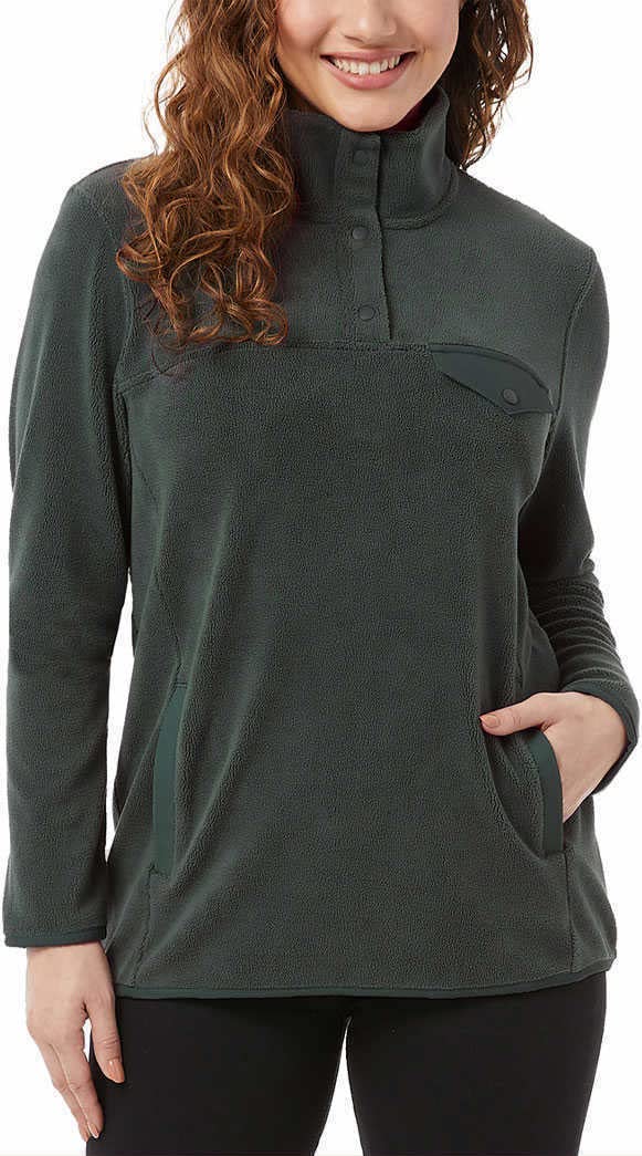 32 Degrees Women's Midweight Snap Arctic Fleece Pullover - Warm Winter Jacket for Outdoor Activities, Hiking & Casual Wear