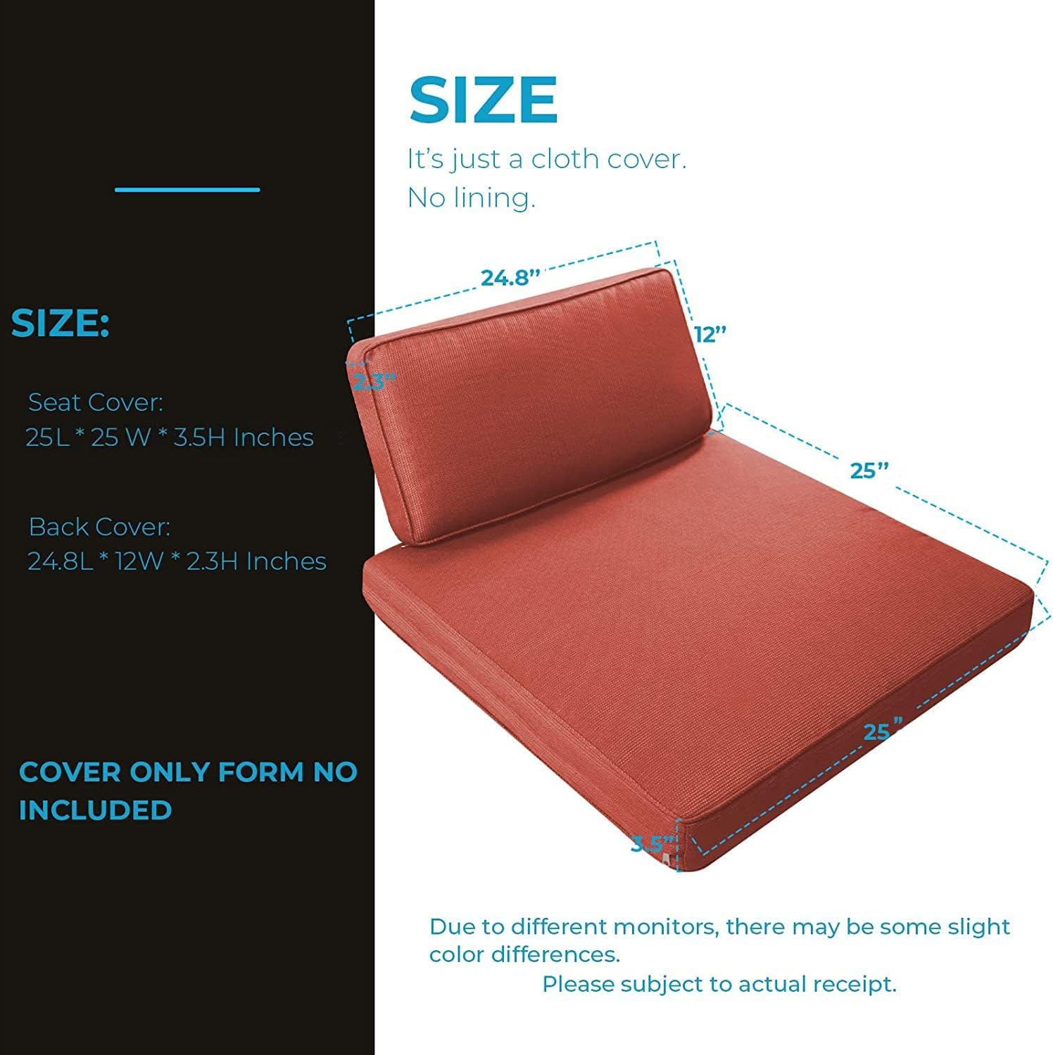 12-Piece Outdoor Patio Cushion Covers Set - Waterproof Replacement Slipcovers (6 Seat + 6 Back) with Zipper for Patio Furniture, Sofa, Sectional - Durable UV-Resistant Fabric - Orange - Perfect for Backyard, Deck, Poolside & Outdoor Living Spaces
