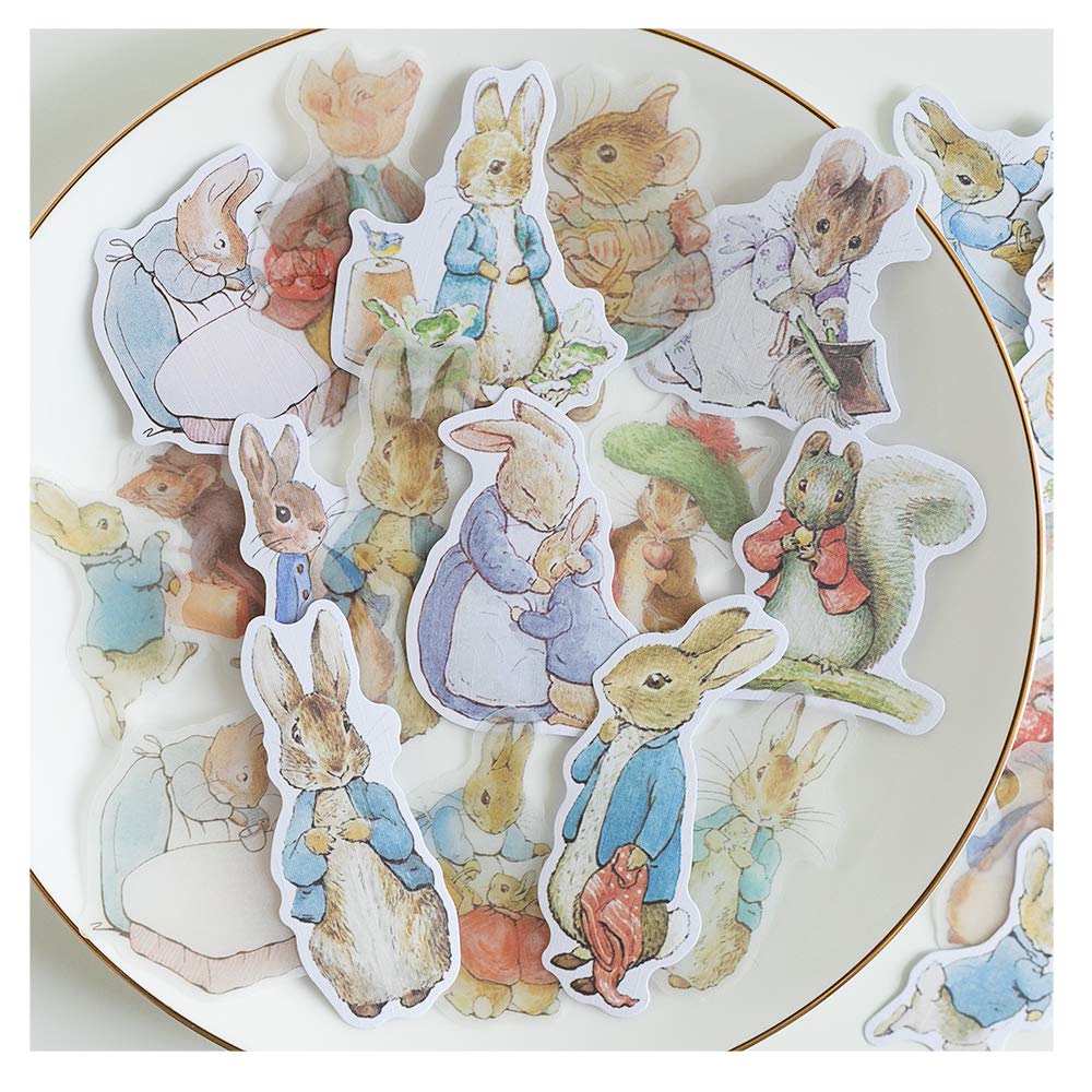 Vintage Rabbit Stickers 80Pcs - Kawaii Journaling & Phone Decoration