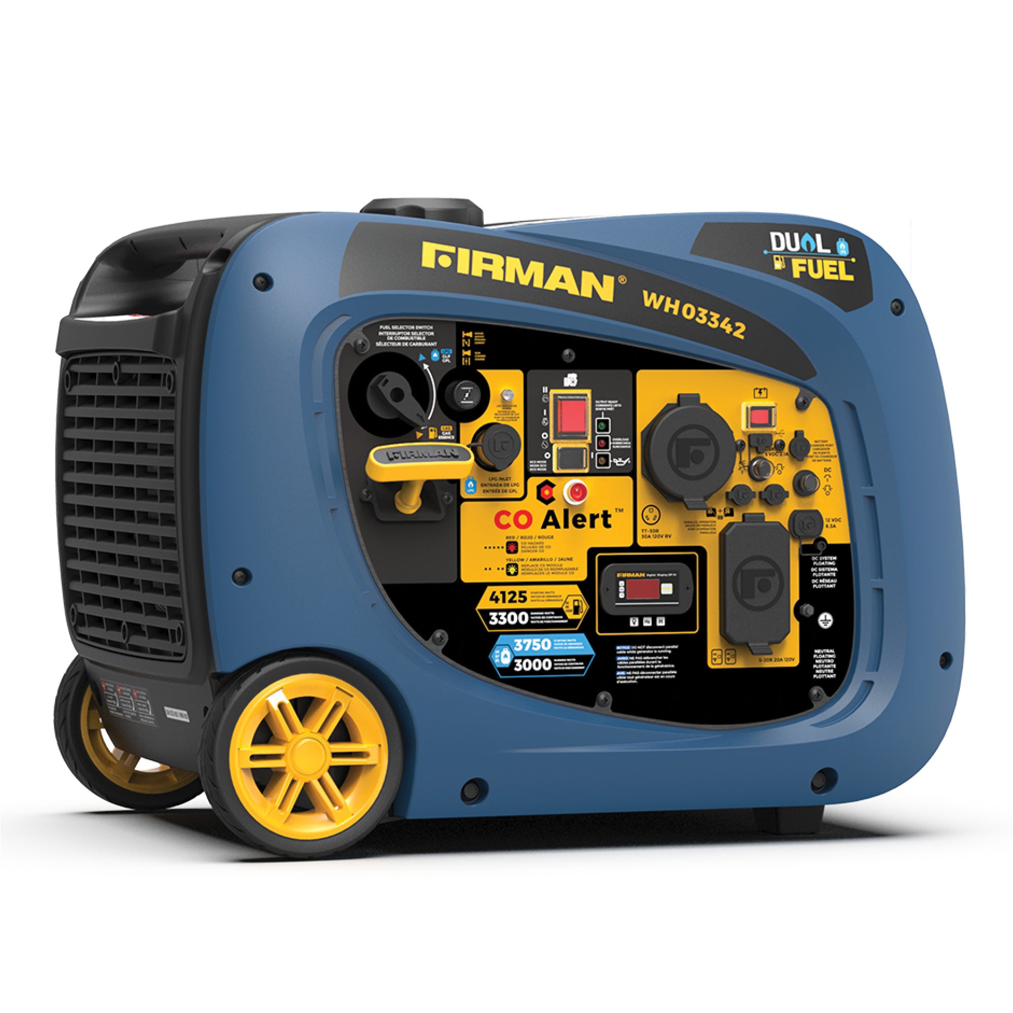 4125W Dual Fuel Inverter Generator with Electric Start & CO Alert - Portable Power for Camping, RV, Emergency Backup & Home Use