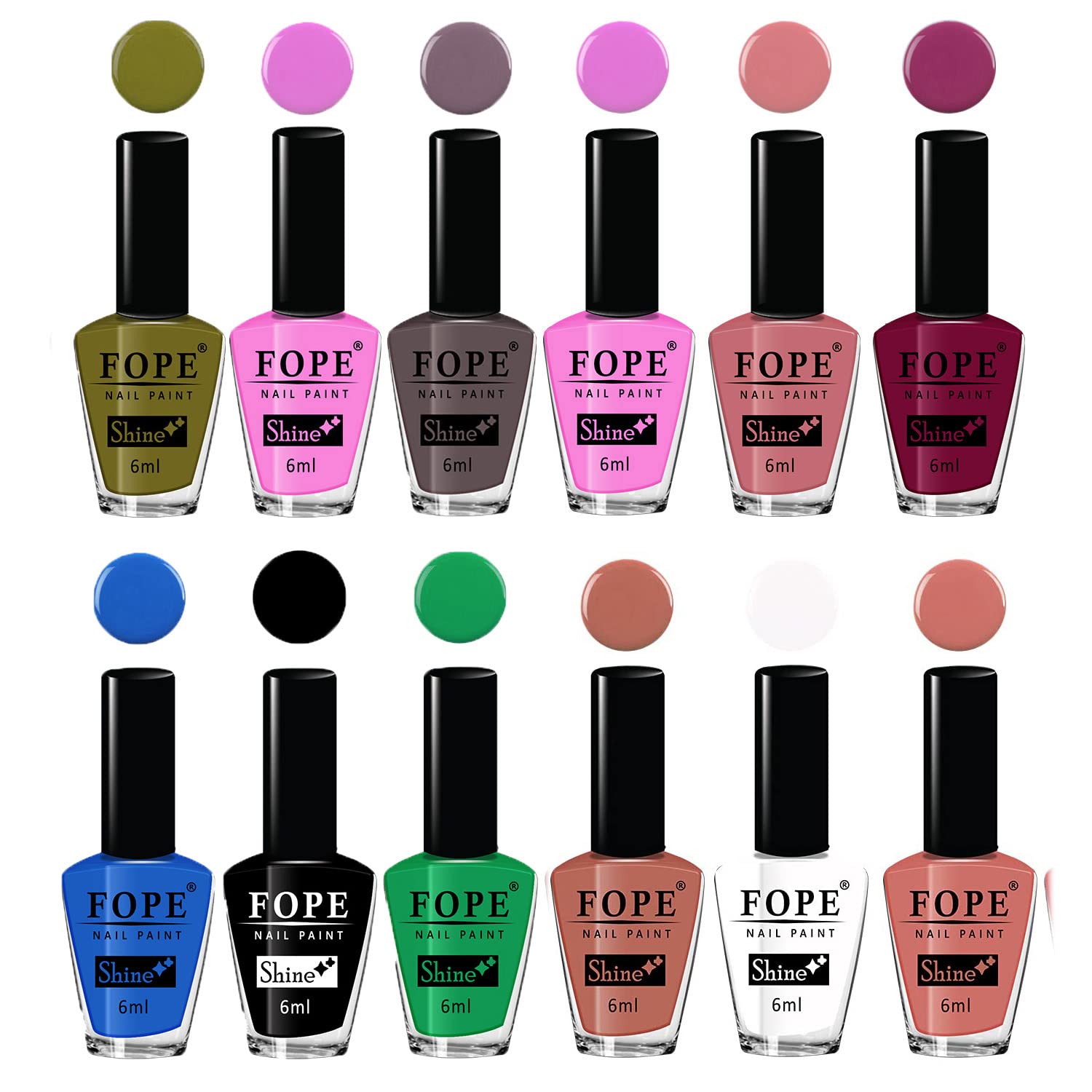 FOPE Enamel Splash 12-Piece Quick-Dry Nail Polish Set - Chip-Resistant, Long-Lasting Glossy Nail Paint for Women - Perfect for Salon, Home Manicures & Gift Giving