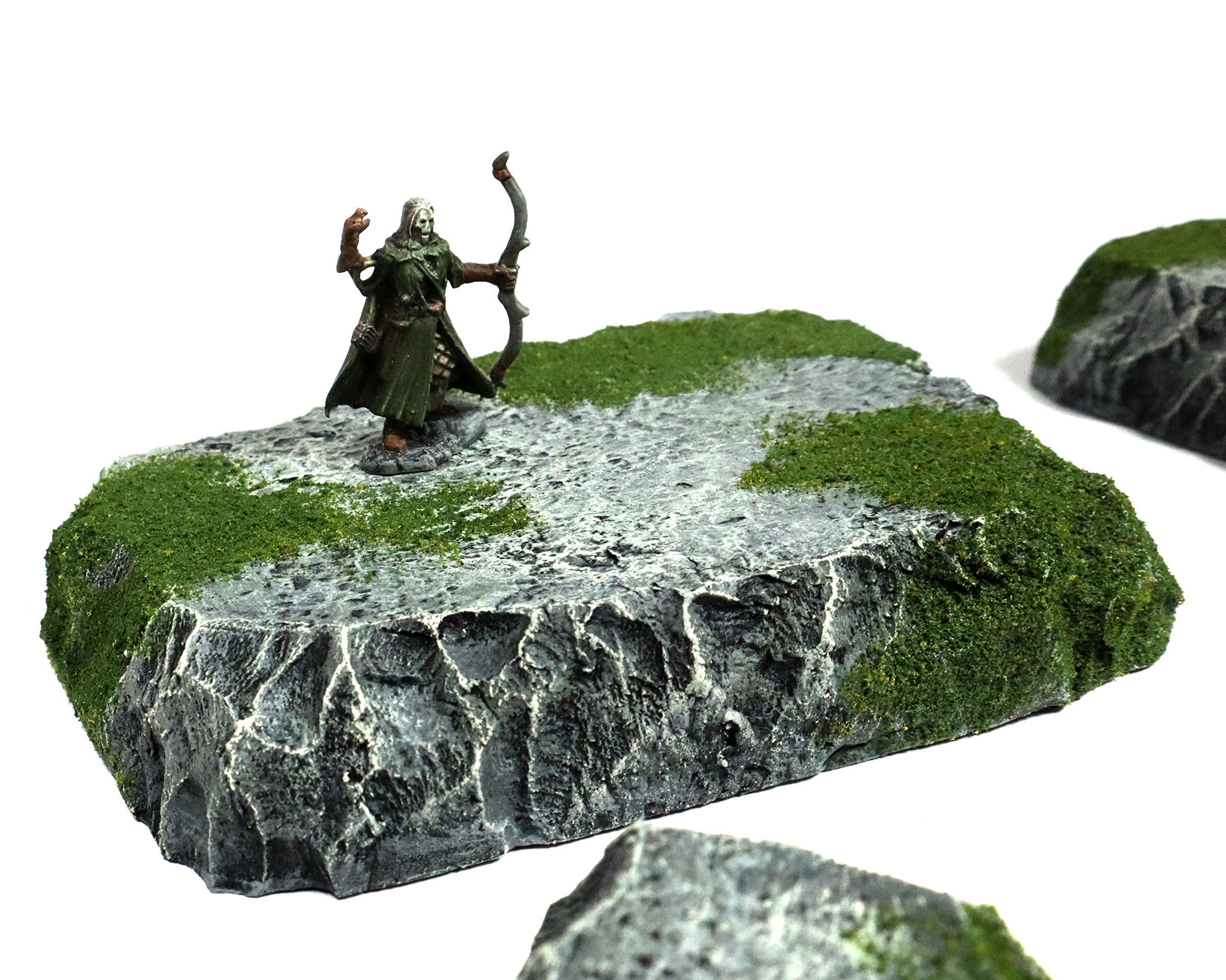 Handmade Mossy Stacking Hills Wargaming Terrain for Tabletop War Games & TTRPGs - Durable Miniature Battle Scenery for Dungeons & Dragons, Warhammer 40K & Fantasy RPG Campaigns
