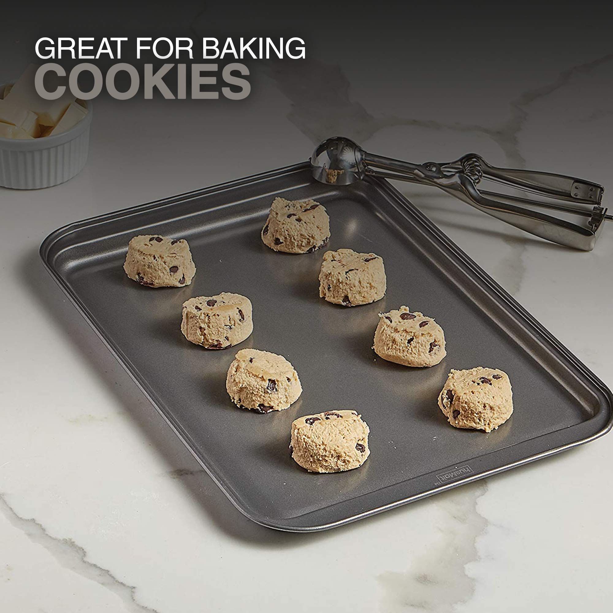Premium Nonstick Baking Sheet 10x15 Inch - Heavy Duty Steel, Oven Safe, Rust & Scratch Resistant - Perfect for Cookies, Pastries, Bread & Pizza - Ideal for Home Baking, Commercial Kitchens & Restaurant Use