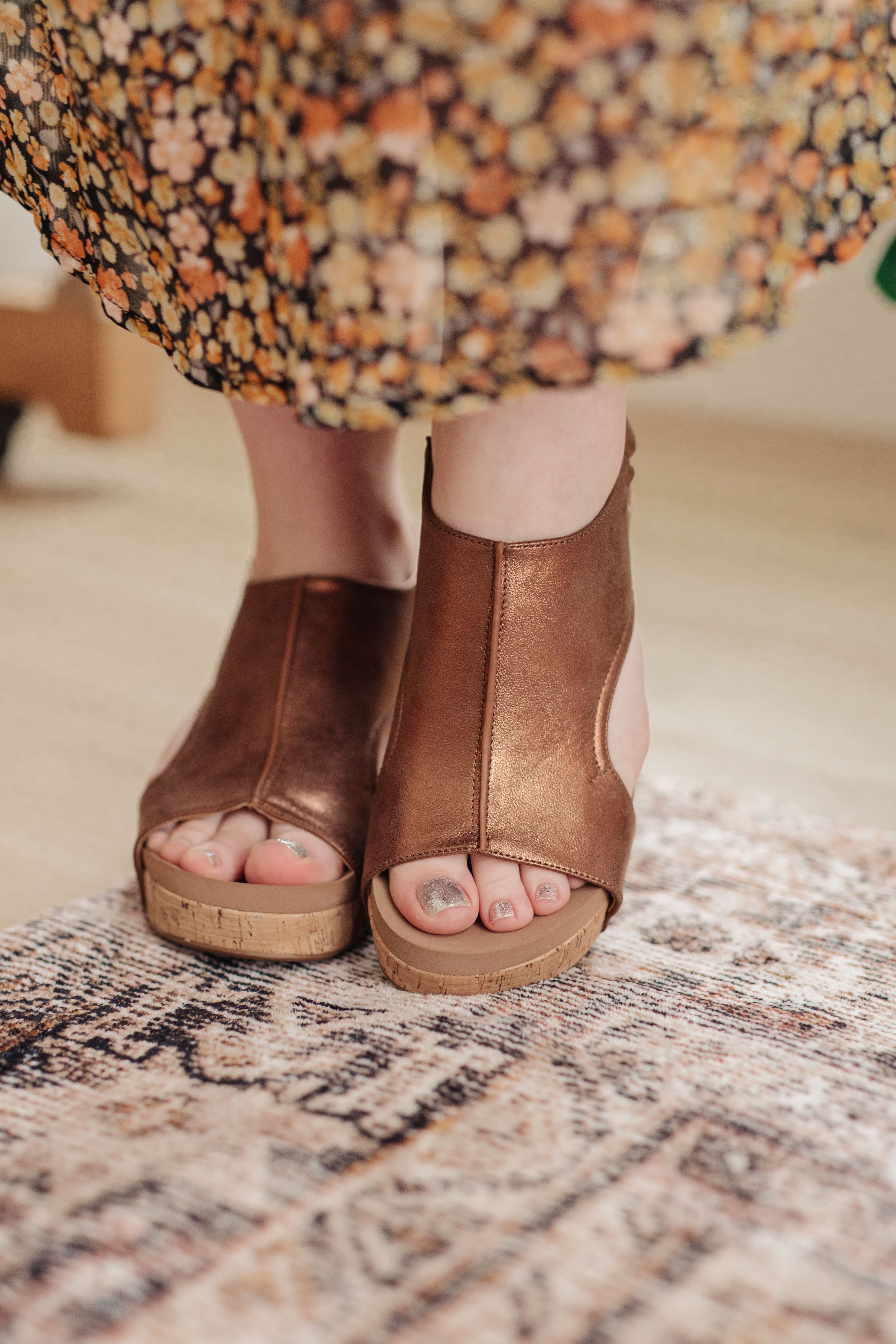 Vintage Bronze 'Walk This Way' Wedge Sandals for Women – Comfortable & Stylish Summer Beach Wedding Shoes