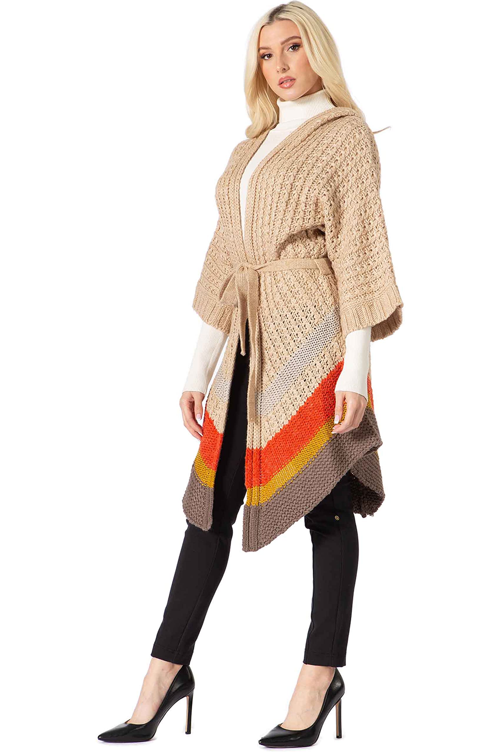 VertiGo Women's Crochet Sweater Coat - Lightweight Knit Kimono Jacket with Elbow Sleeves & Sash Belt | Boho Chic Cardigan for Fall Layering, Beach Cover-Up, and Casual Outfits