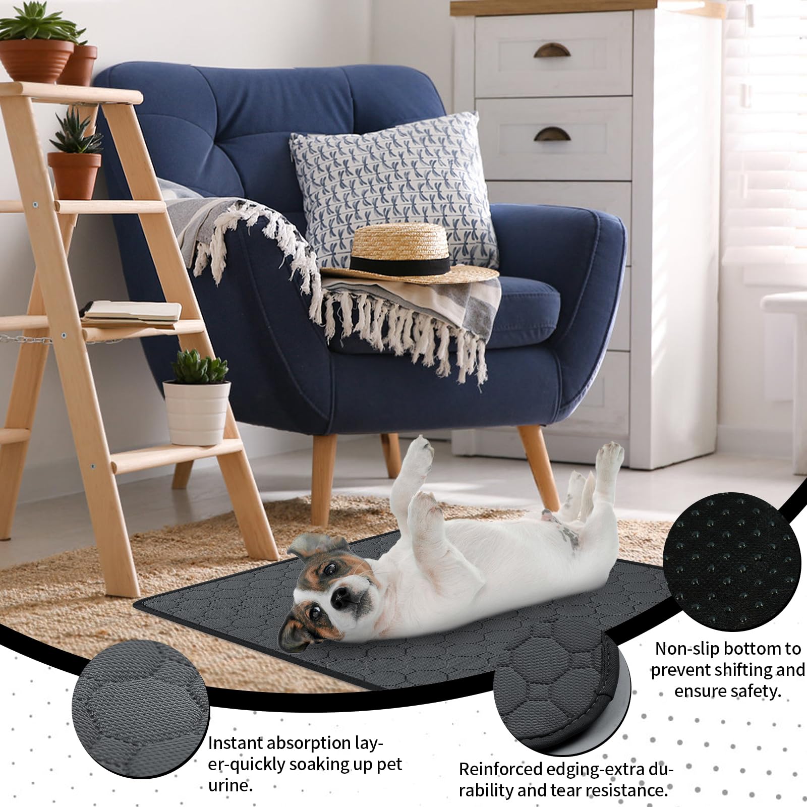 IDOMIK Reusable & Washable Dog Training Pads - Non-Slip Silicone Mat with Leak-Proof Tray for Puppy Potty Training | Indoor Kennel & Crate Protection | Perfect for Housebreaking, Travel & Floor Safety