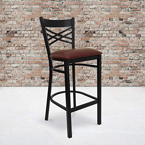 Burgundy Vinyl Seat/Black Metal Frame