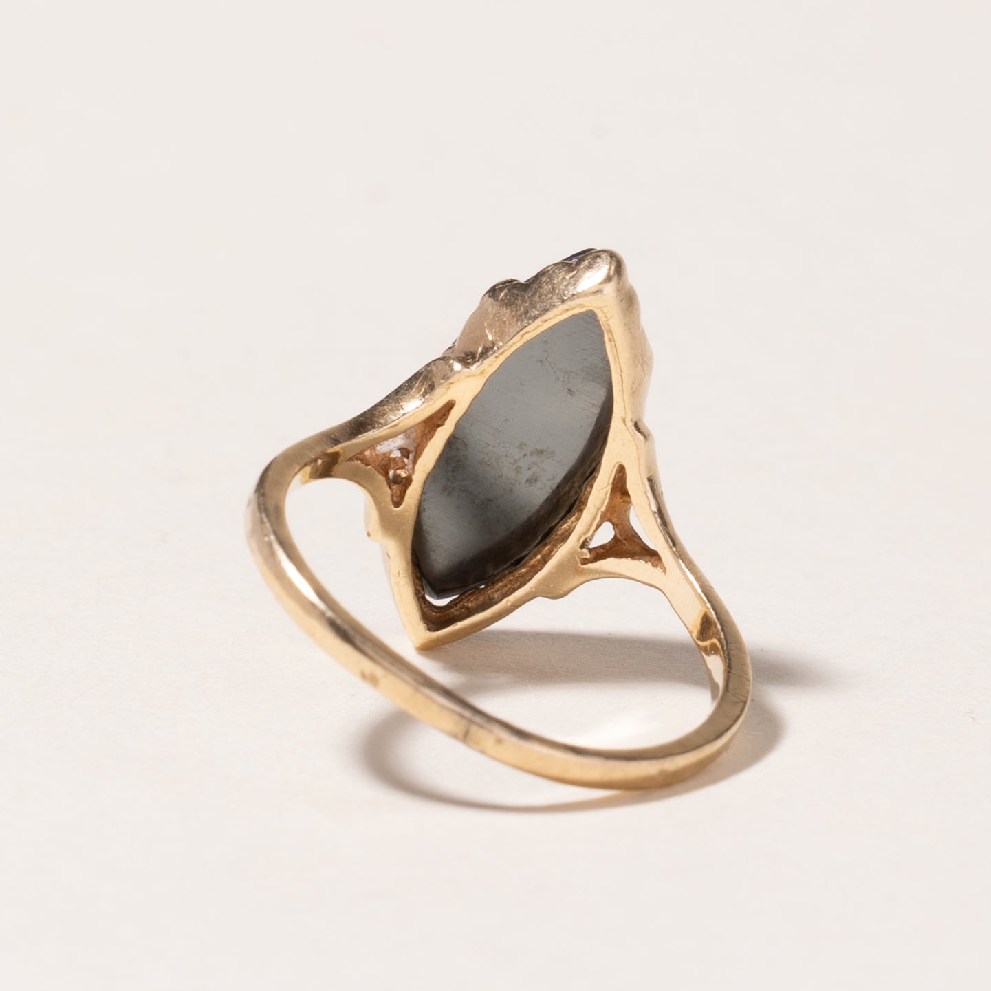 10K Yellow Gold Hematite Ring for Women - 2.59ct Genuine Hematite Stone - Size 5.25 - Elegant Dainty Jewelry for Everyday Wear, Gift Giving & Special Occasions
