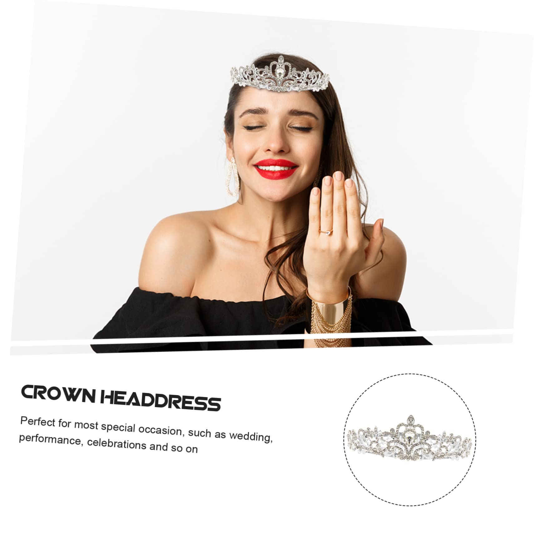 2 Pcs Rhinestone Crystal Crown Floral Headpiece - Wedding Tiara Hair Accessories for Bride, Flower Girl, Prom & Special Occasions