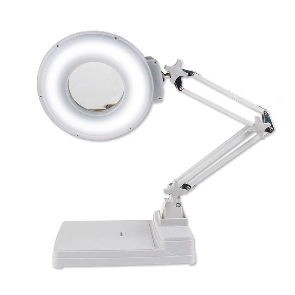 10X Magnifying Glass with LED Light - HD White Glass for Reading, Mobile Phone Repair & Crafts - Adjustable Desktop Magnifying Lamp for Elderly & Hobbyists (White) | Perfect for Jewelry Making, Watch Repair & Detailed Work