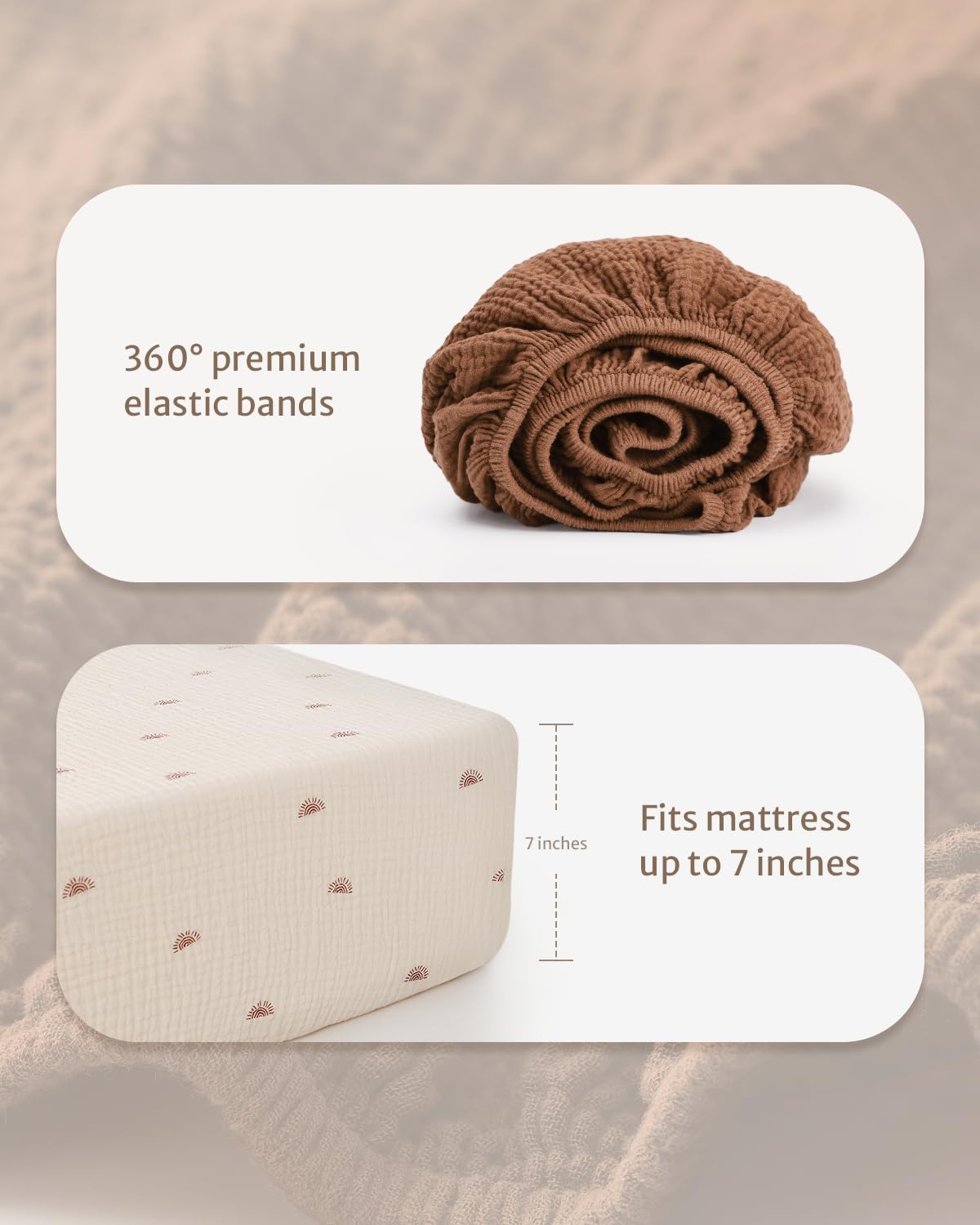 Blissful Diary Muslin Crib Sheets - 2 Pack Soft Cotton Baby Crib Fitted Sheets 52