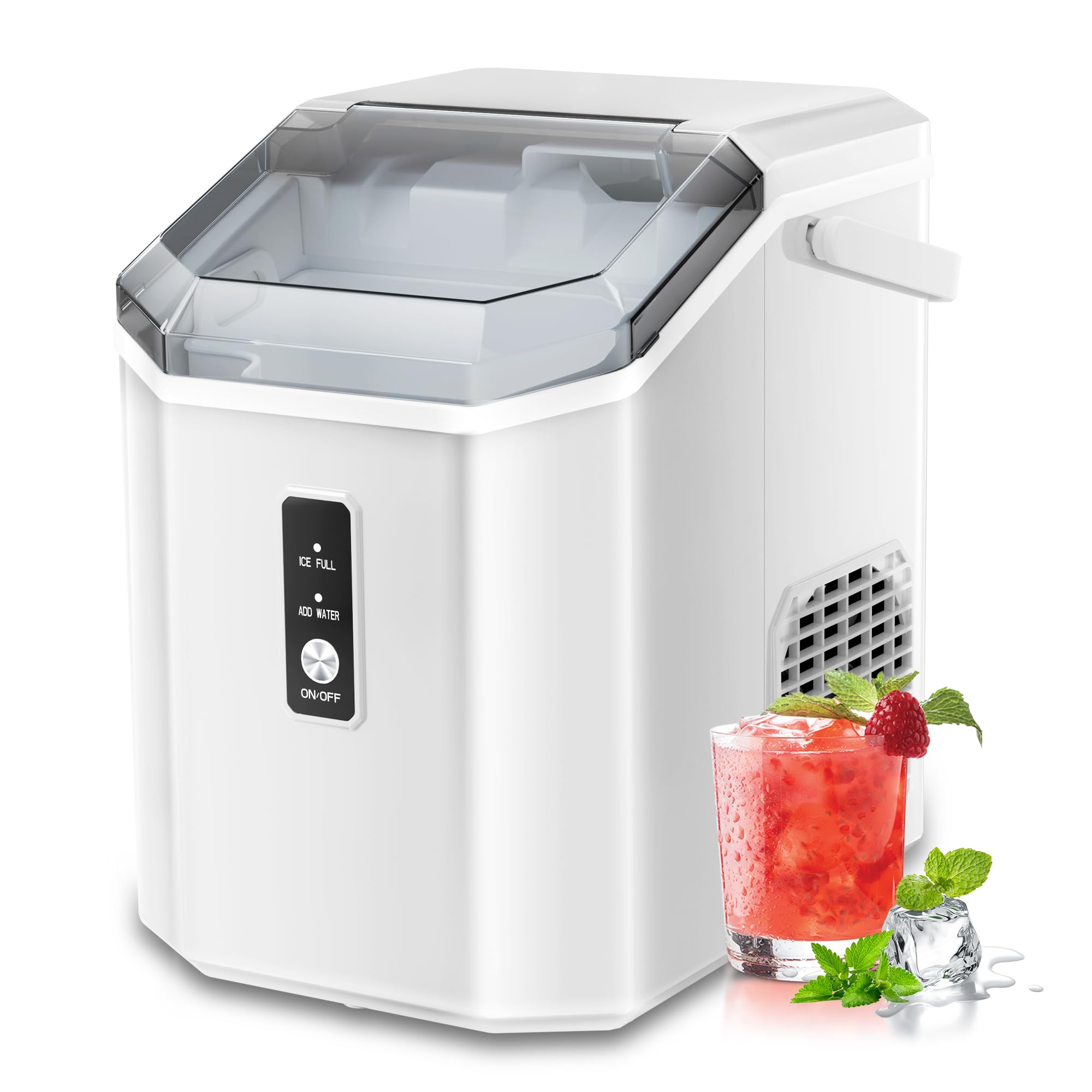 NicBex Countertop Nugget Ice Maker - 34Lbs/24H Self-Cleaning Portable Ice Machine with One-Button Operation | Perfect for Kitchen, Bar, Office, Party & Outdoor Entertaining | White