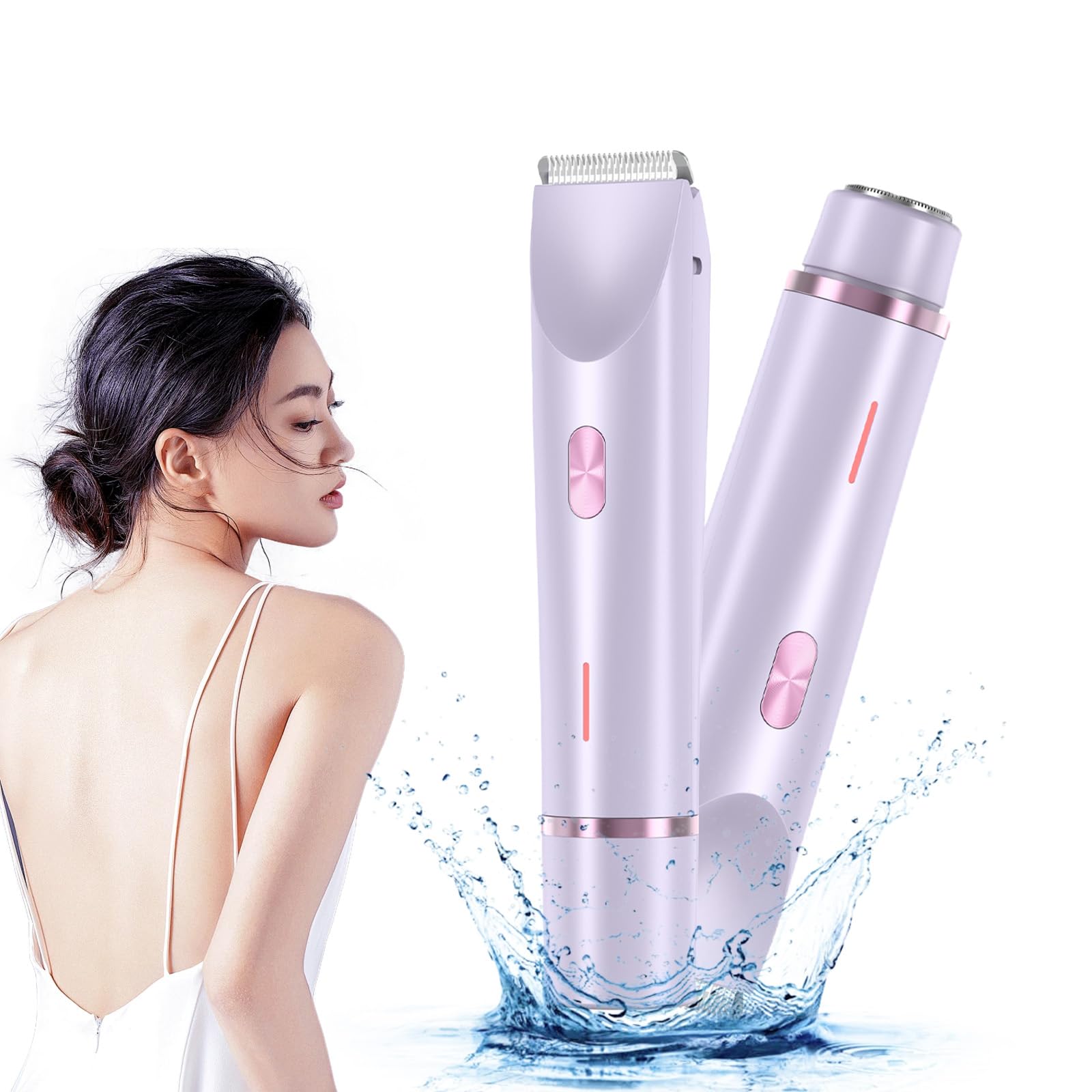Premium Women's Bikini Trimmer & Body Shaver - 2-in-1 Dual Head Electric Razor for Pubic Hair, Underarms, Legs, Arms & Facial Hair | Painless Hair Removal for Smooth Skin | Perfect for Travel, Gym & Beach Prep (Purple)