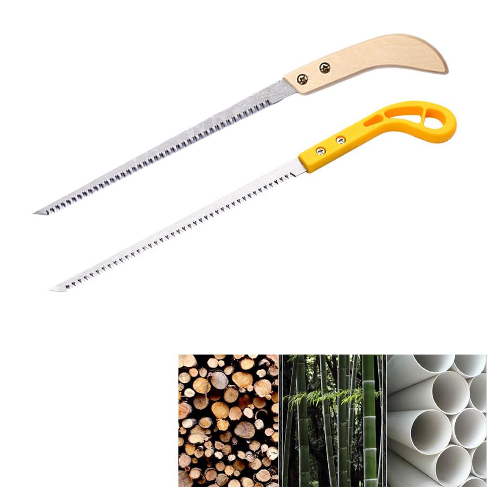2024 New Outdoor Portable Hand Saw - Mini Wall Panel Rugged Woodworking Small Saw with Fine Teeth | Best for Camping, Gardening, Pruning & DIY Projects | Durable Bamboo Handle (Yellow+Wood)