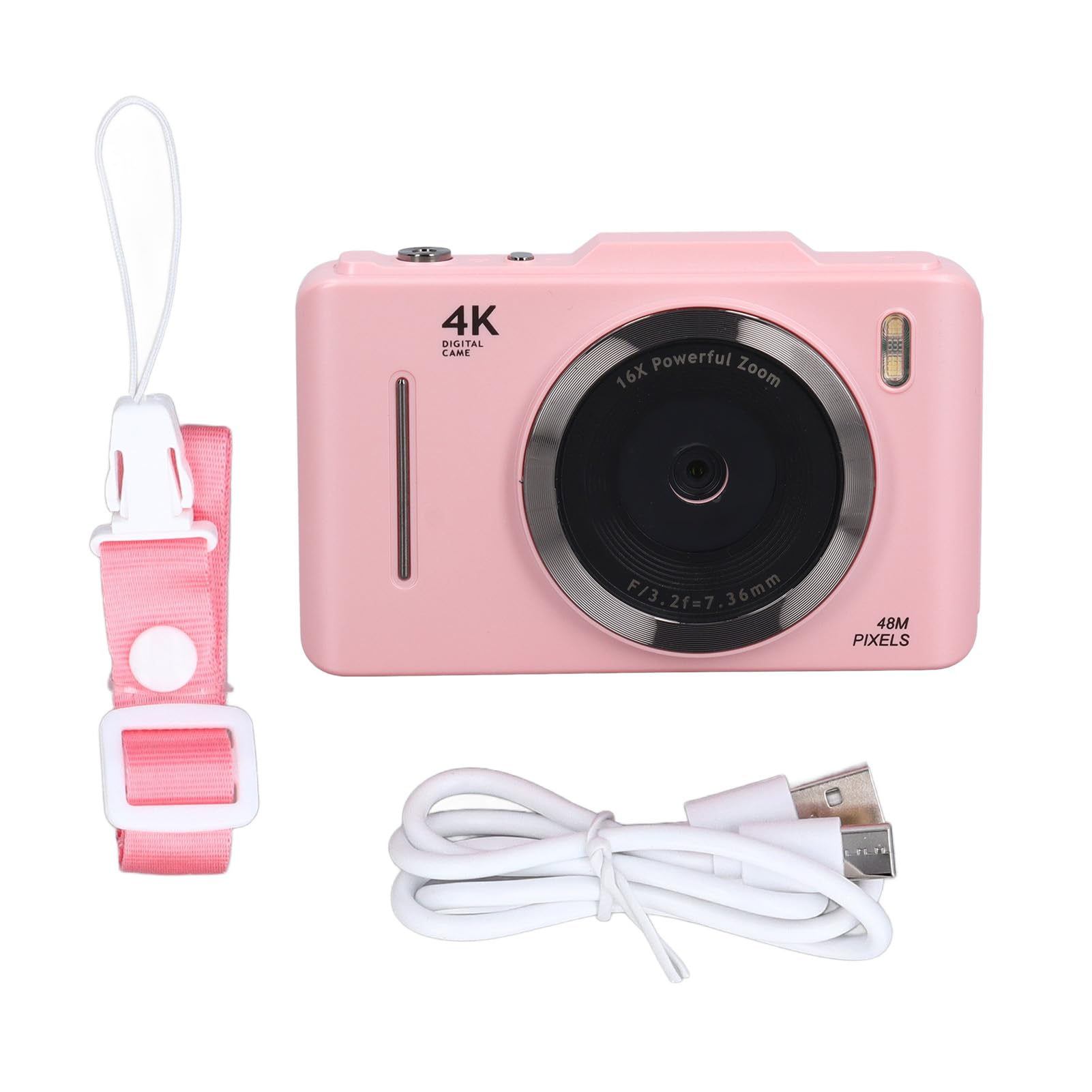 4K Digital Camera 48MP with 2.8 Inch IPS HD Screen | 16X Digital Zoom & Autofocus | Compact Travel Vlogging Camera for YouTube, TikTok & Social Media (Pink) - Perfect for Vacation, Outdoor Adventures & Daily Vlogging