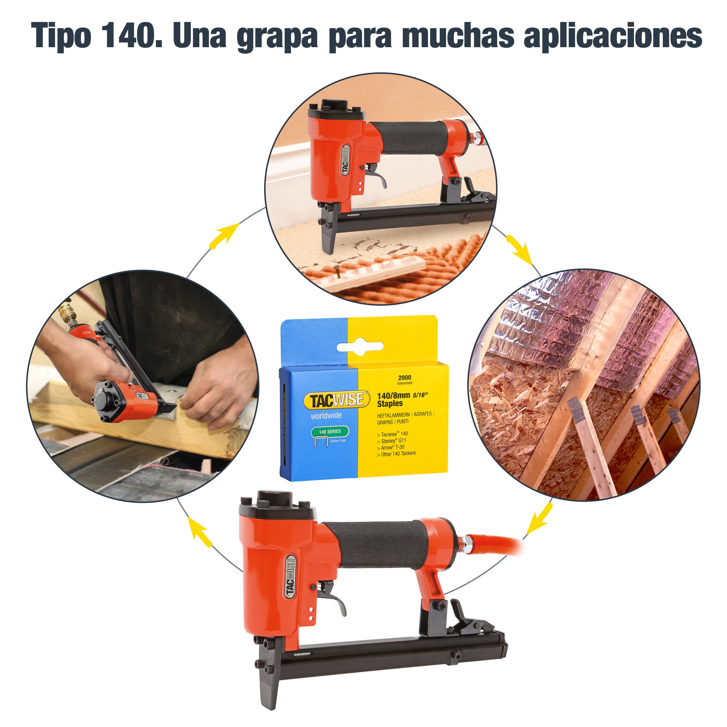 A14014V 140 Type Heavy Duty Air Stapler - Pneumatic Staple Gun for Upholstery, Carpentry & DIY Projects | Professional Woodworking & Furniture Repair Tool
