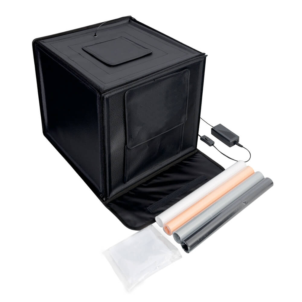 70cm Foldable Cube LED Light Tent for Product Photography - Portable Photo Studio Box with Dimmable Lights for Ecommerce, Jewelry, Small Items - Perfect for Amazon, eBay, Shopify Listings
