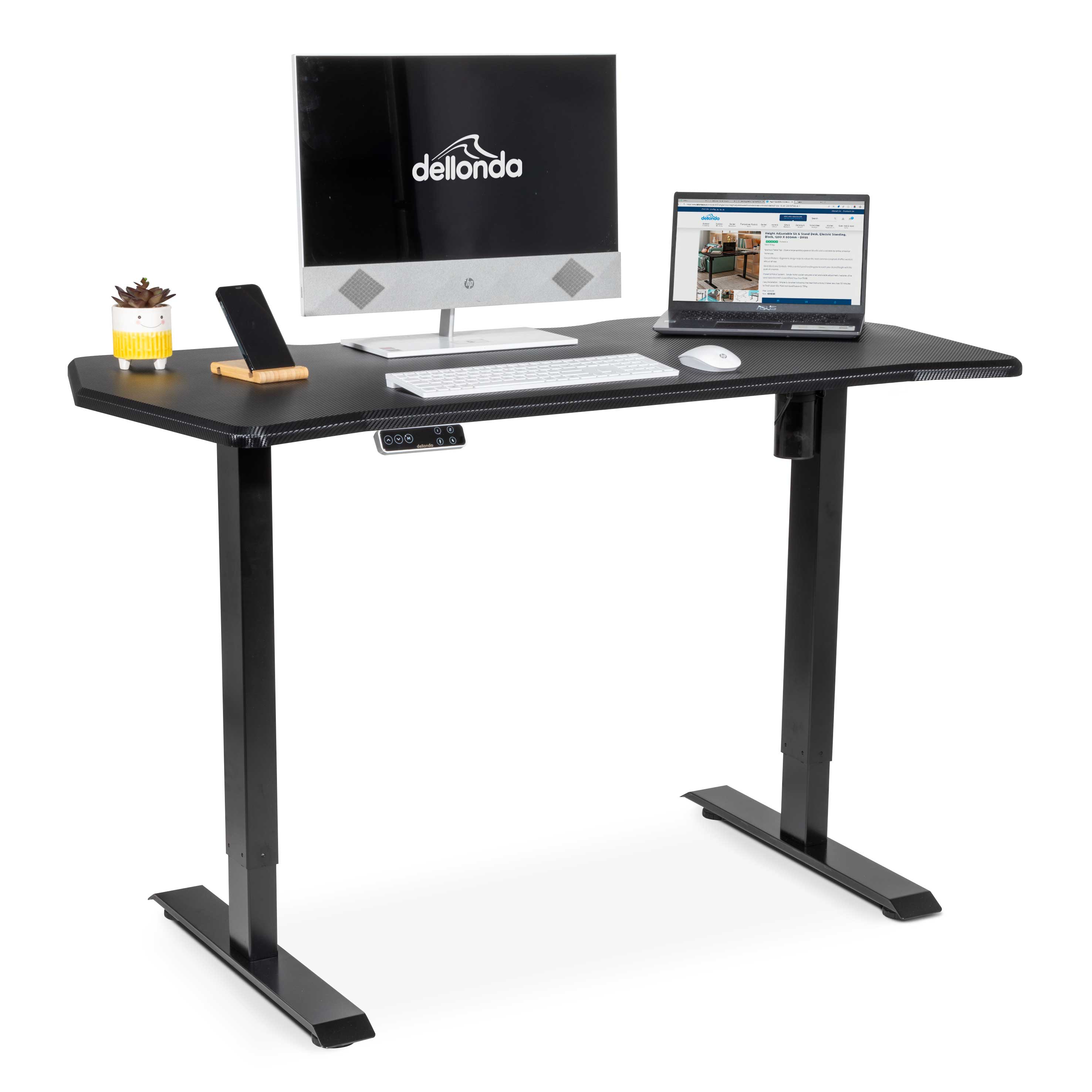 Premium Carbon Fiber Electric Height Adjustable Standing Desk with Memory Function - 55