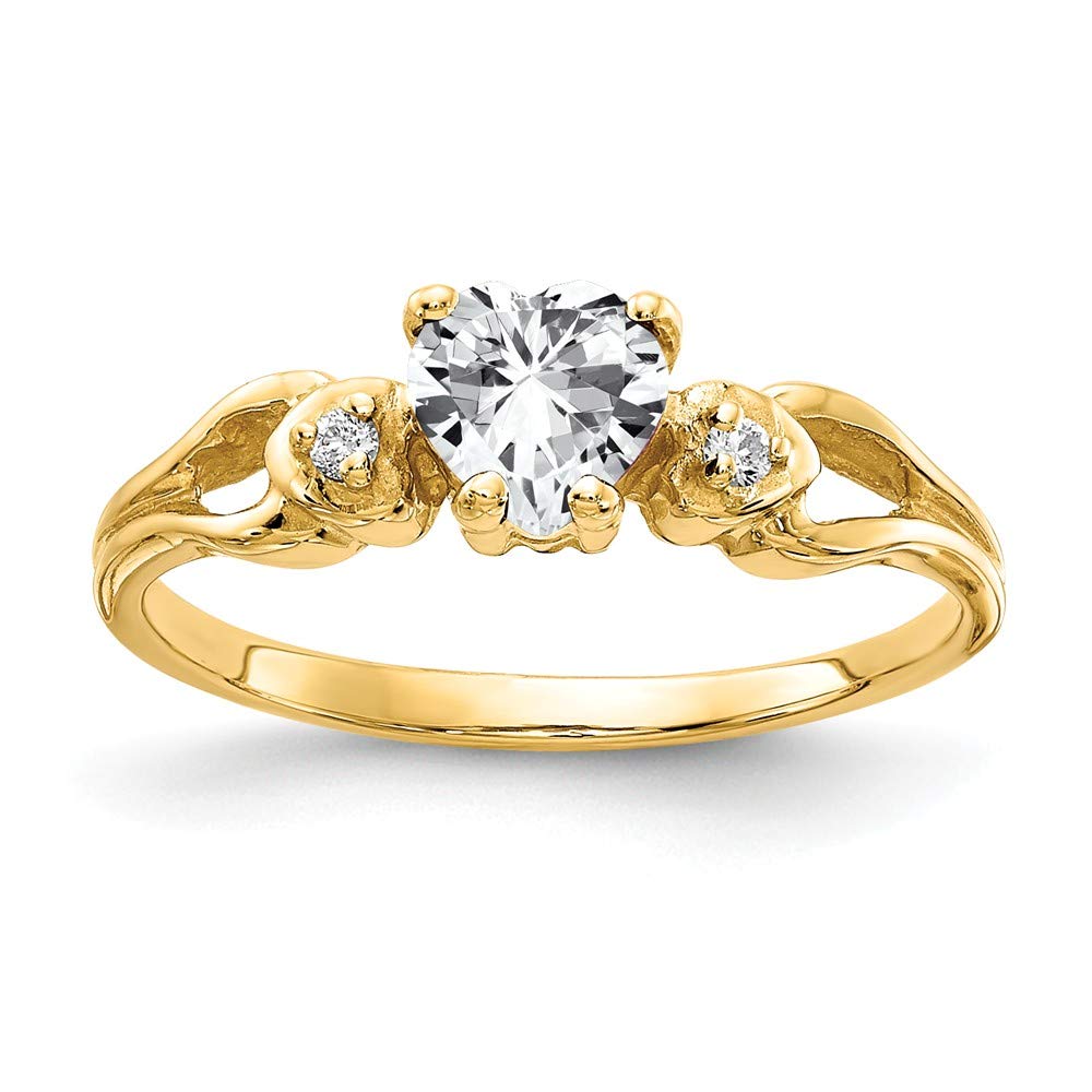 14K Yellow Gold Heart-Shaped Cubic Zirconia Engagement Ring - 5mm CZ Diamond Simulant for Women, Proposal, Wedding, Anniversary Gift (Perfect for Valentine's Day & Romantic Occasions)