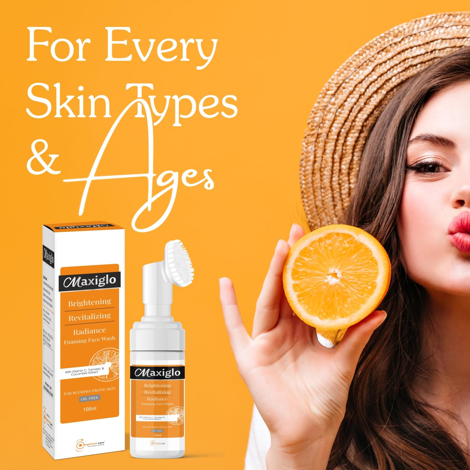 Vitamin C Foaming Face Wash with Turmeric & Cucumber - Brightening & Hydrating Cleanser for Acne-Prone & Sensitive Skin | Morning & Night Skincare Routine