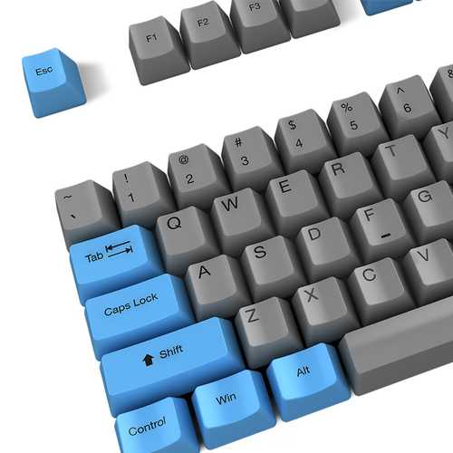 Akko X Ducky 108 Key OEM Profile PBT Retro Grey Blue Keycaps Set for Mechanical Keyboard - Perfect for Gaming, Typing & Office Work