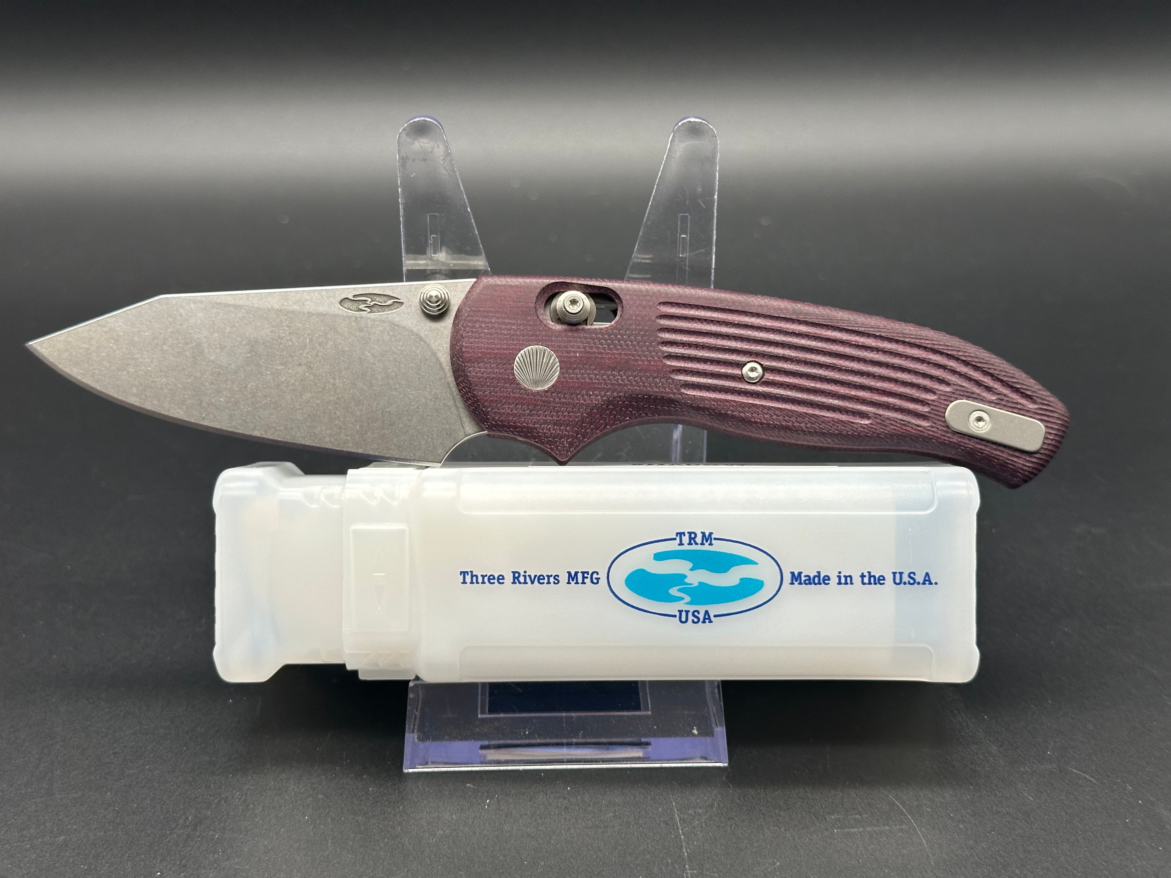 TRM Shadow Folding Knife - Concord Grape Micarta Handle, 20CV Steel Blade | EDC, Outdoor, Camping, Hunting Gear