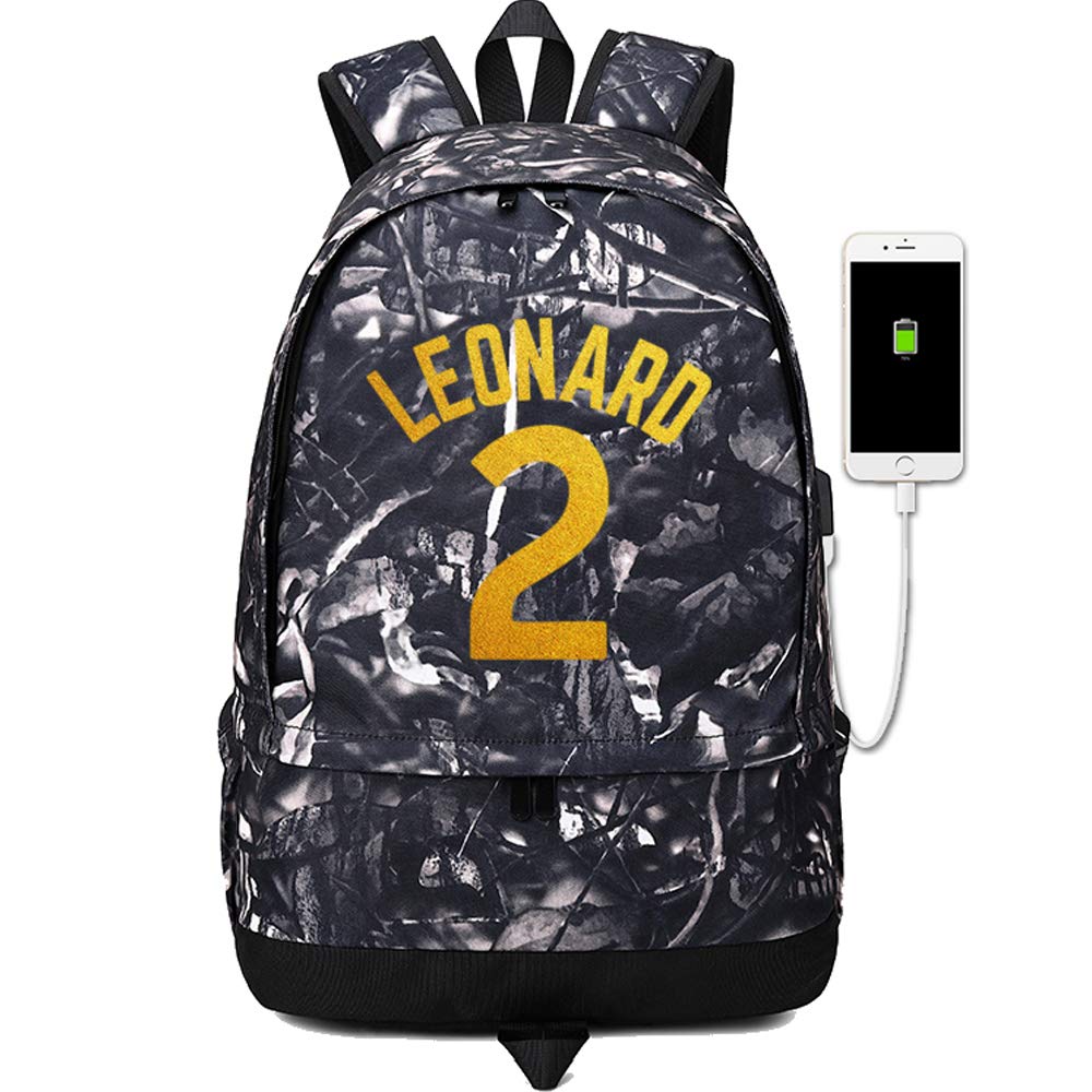Leonard Basketball Player Star Backpack - Sports Equipment Storage & Multifunctional School Bookbag for Men & Women (Grey Pattern 1) - Perfect for Gym, Travel & College Campus Use