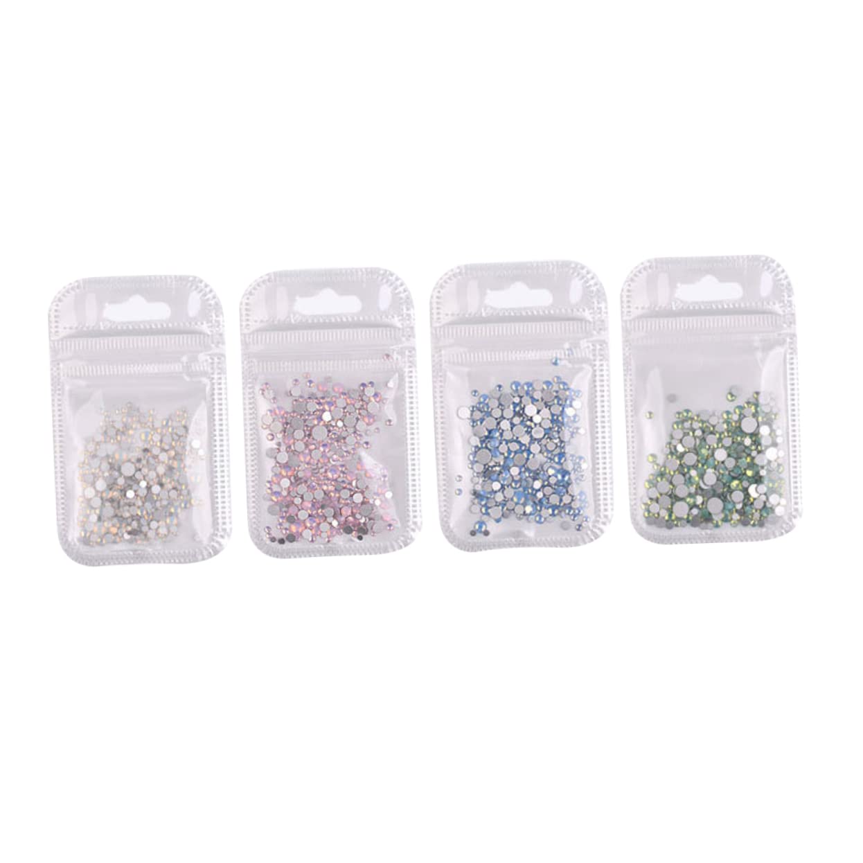 KALLORY 4pcs Small Drill Rhinestones for Nails - Flat Glass Nail Rhinestones, Colorful Manicure Gems for DIY Nail Art | Perfect for Salon, Home Manicure & Nail Decoration