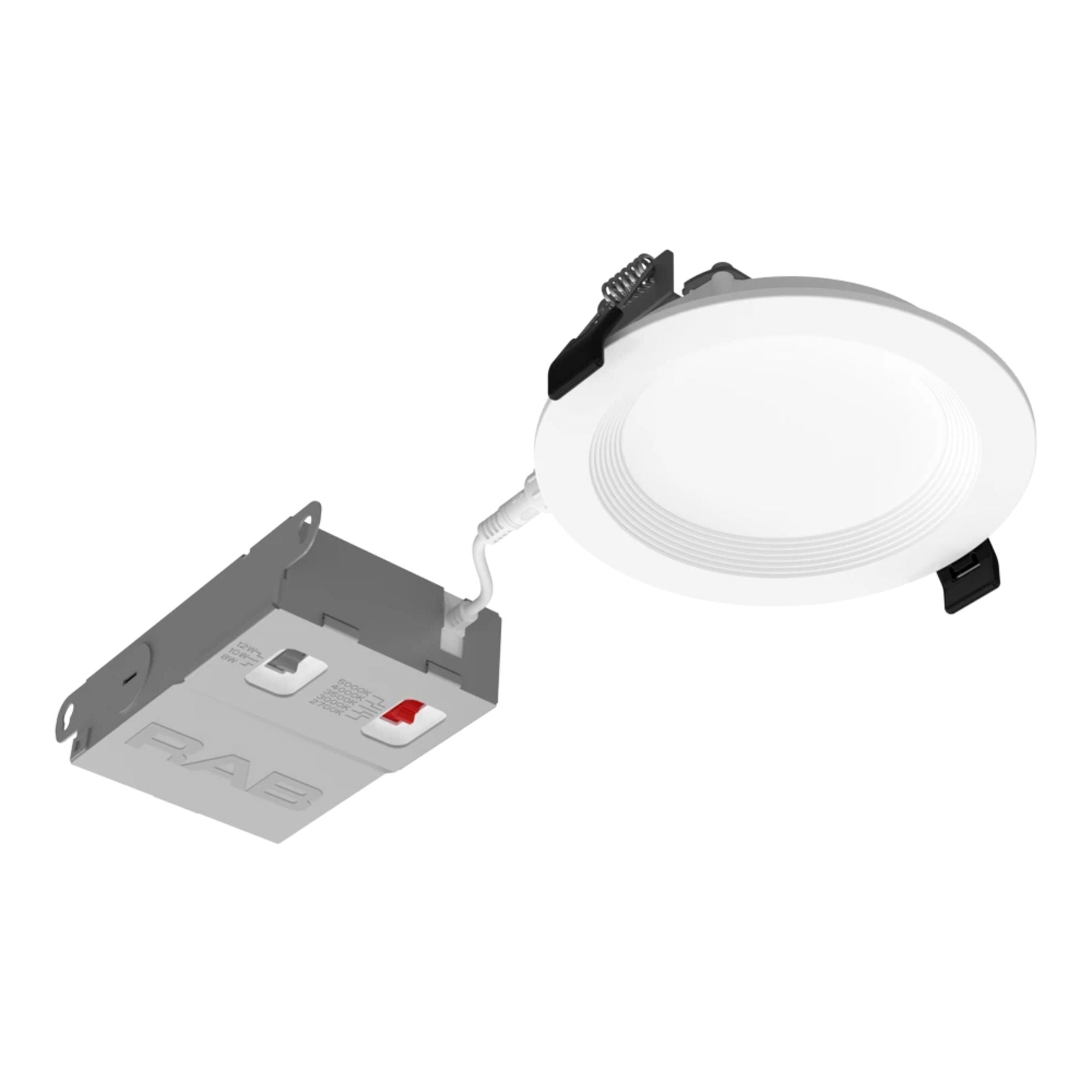 4 Inch Edge Lit Wafer LED Downlight - 12W, 1100 Lumens, 5 CCT Selectable (2700K-6500K), 120-277V, Baffle Trim - Perfect for Recessed Ceiling Lighting in Homes, Kitchens, and Offices