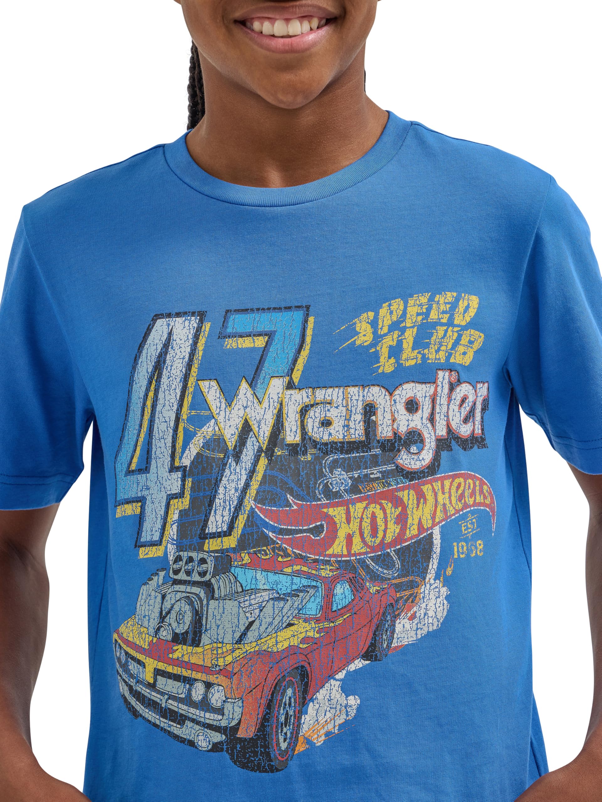 Wrangler Boys' X Hot Wheels Youth Regular Fit Speed Club Graphic T-Shirt - Cool Casual Wear for Playdates, School & Everyday Adventures