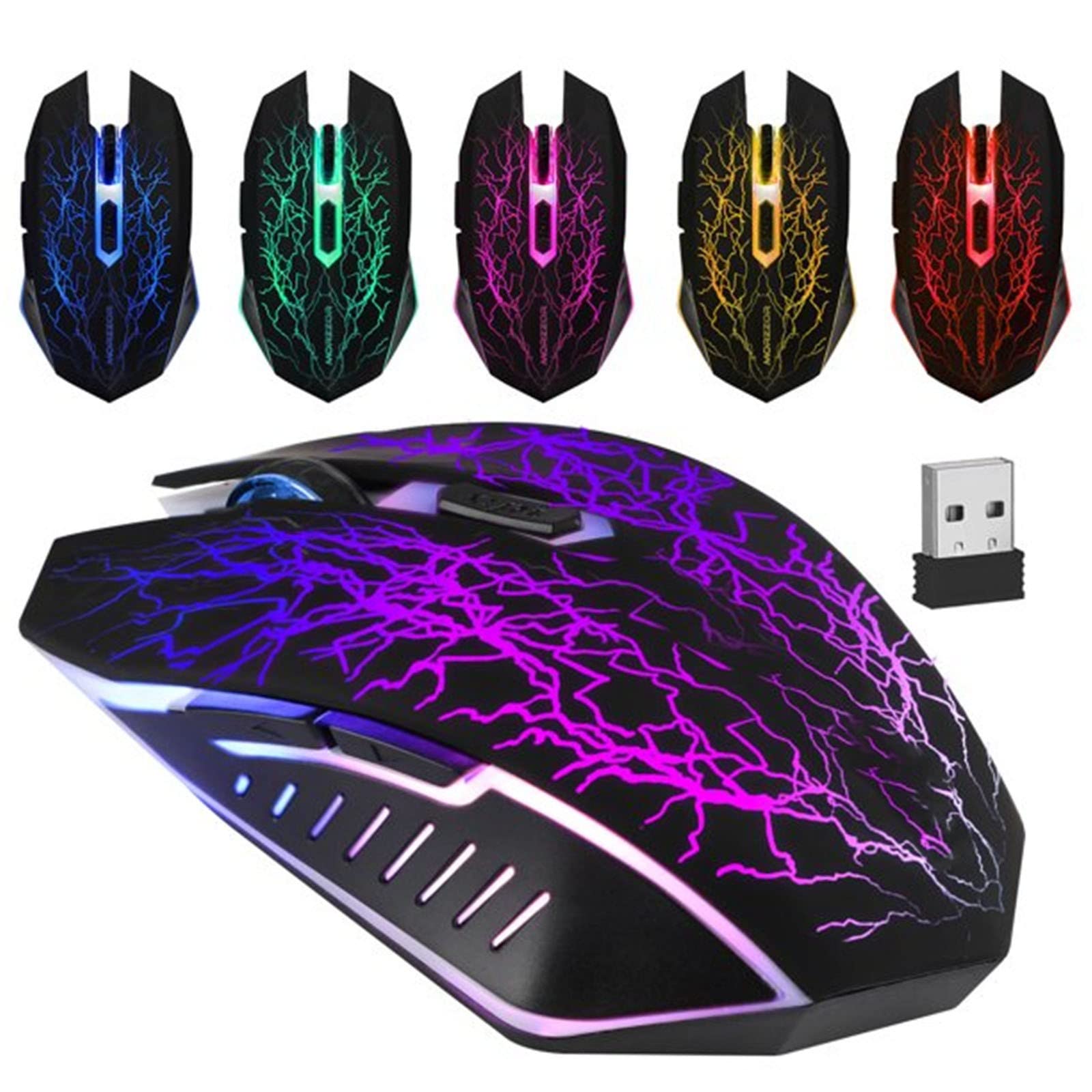 Wireless Rechargeable Gaming Mouse with RGB Backlit, 2.4G Ergonomic Optical USB Mouse for Laptop, PC, and Gaming Setup