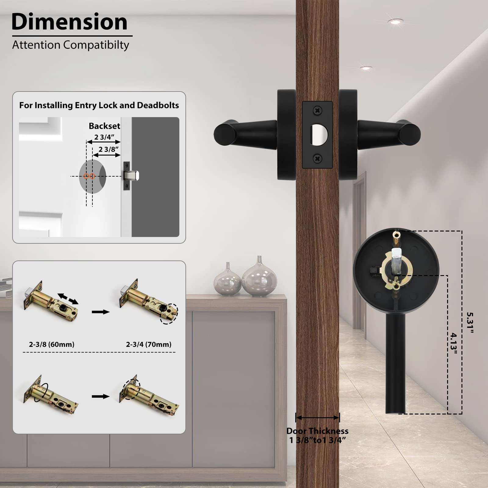 Haidms 3 Pack Matte Black Door Handles - Hallway, Closet & Laundry Room Lever Set - Durable Interior Door Knobs for Bedrooms, Bathrooms & Cabinets - Perfect for Home, Office & Commercial Spaces