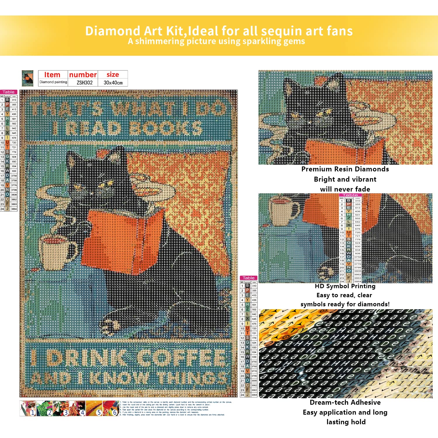 5D Diamond Painting Kit for Adults Beginners - FORLAND Cat DIY Full Drill Diamond Art Kits (12x16 Inch) for Home Wall Decor, Relaxation & Stress Relief, Perfect Gift for Christmas & Birthday