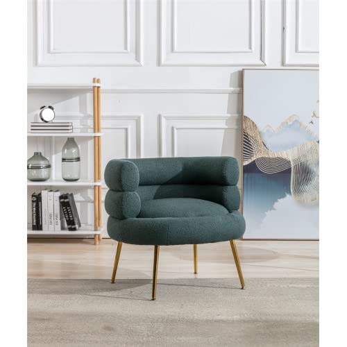 Leiln.z Accent Chair - Modern Barrel Chair with Golden Feet, Emerald Green Leisure Sofa for Living Room, Bedroom & Office | Comfortable Single Recreational Chair for Relaxing & Reading