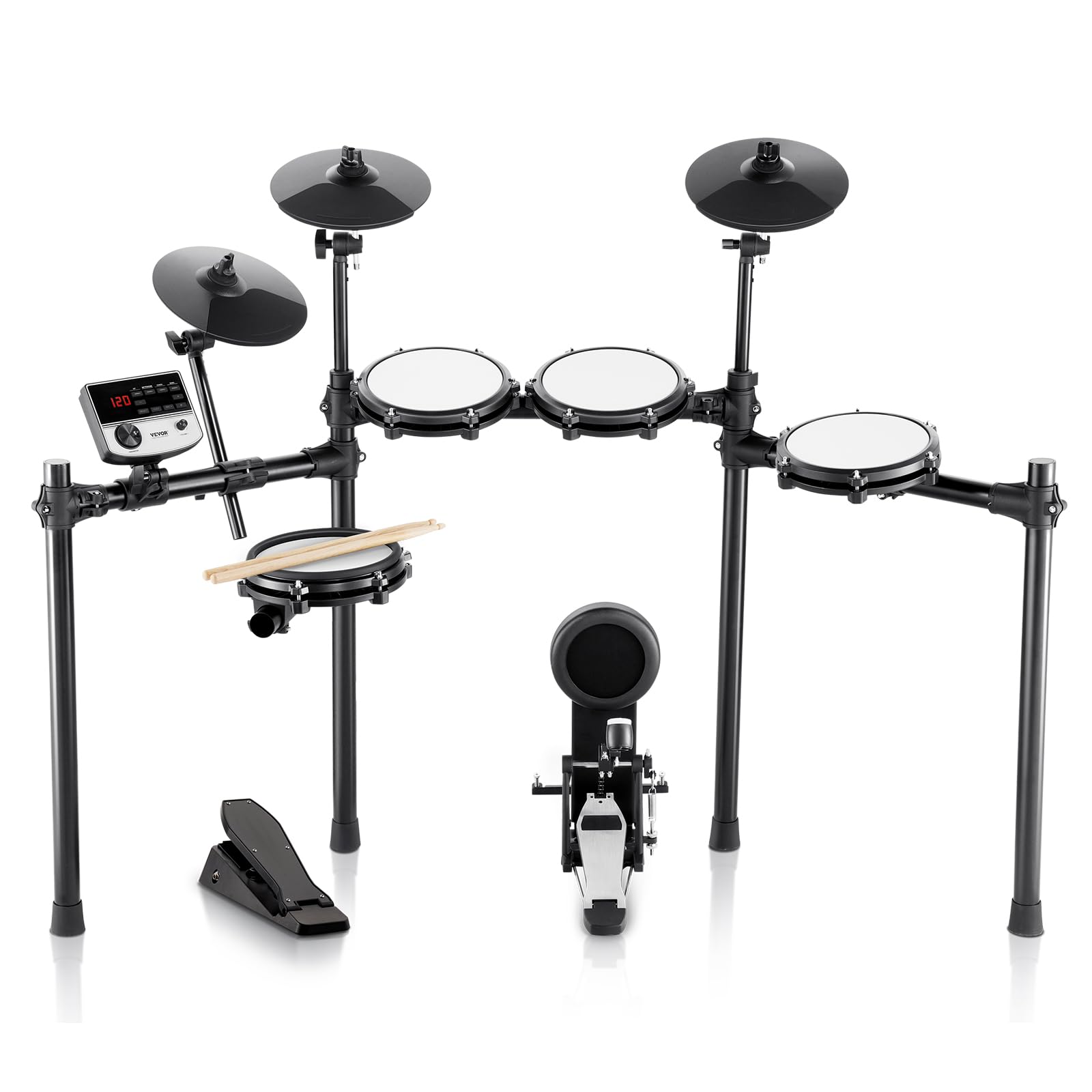 VEVOR Electric Drum Set with 32 Drum Kits & 480 Sounds - USB MIDI Supported Quiet Mesh Snare Drum Kit for Beginners & Adults - Perfect for Home Practice, Studio Recording & Live Performances