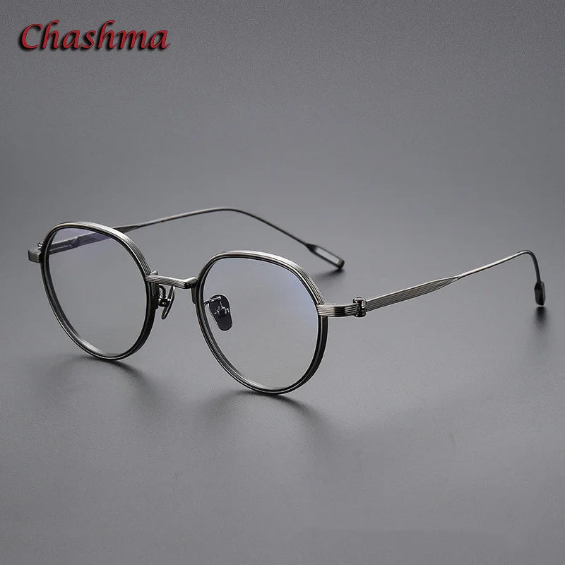 Unisex Titanium Full Rim Round Flat Top Eyeglasses 42161 - Lightweight & Durable for Reading, Work, and Everyday Fashion