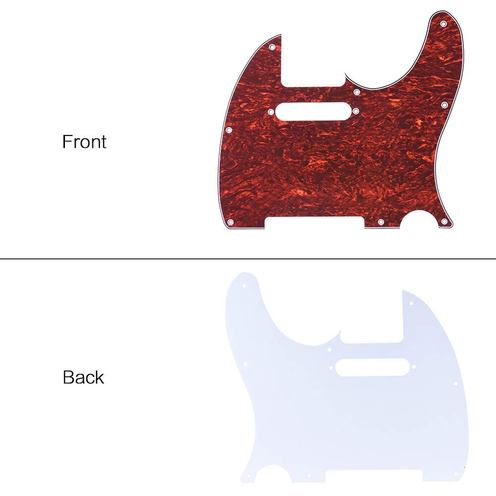 Electric Guitar Pickguard 4-Ply for Telecaster - Tortoise Shell Red Pick Guard Replacement Part | Fits Standard & Modern Style Guitars | Perfect for Upgrades & Repairs