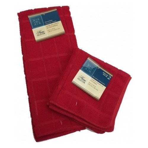 Premium Microfiber Dish Towel Set - Super Absorbent Kitchen Cleaning Cloths for Dishes, Windows & Surfaces - Red 100% Polyester Dish Rags - Perfect for Daily Kitchen Cleaning & Household Chores